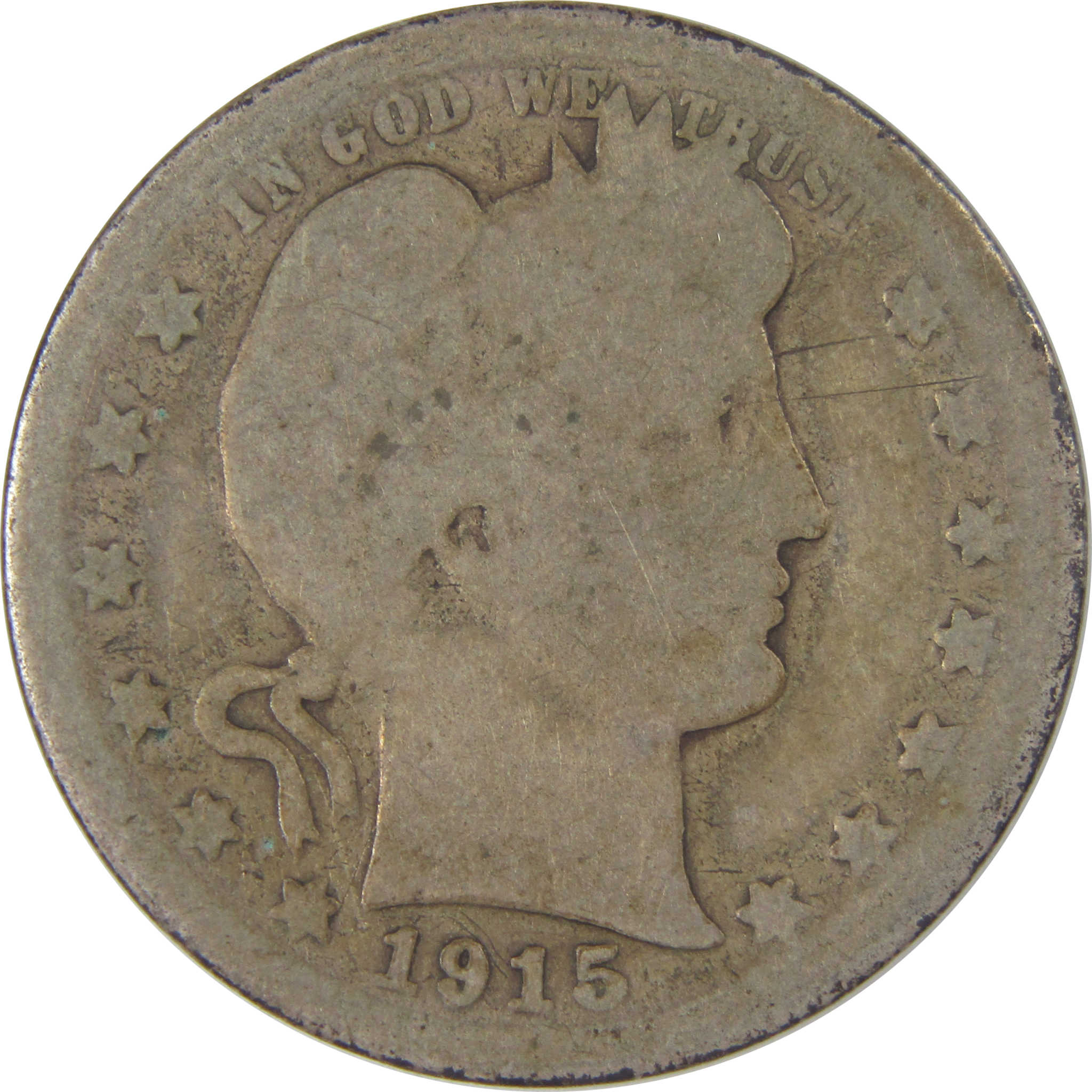 1915 S Barber Quarter G Good Silver 25c Coin SKU:I17593