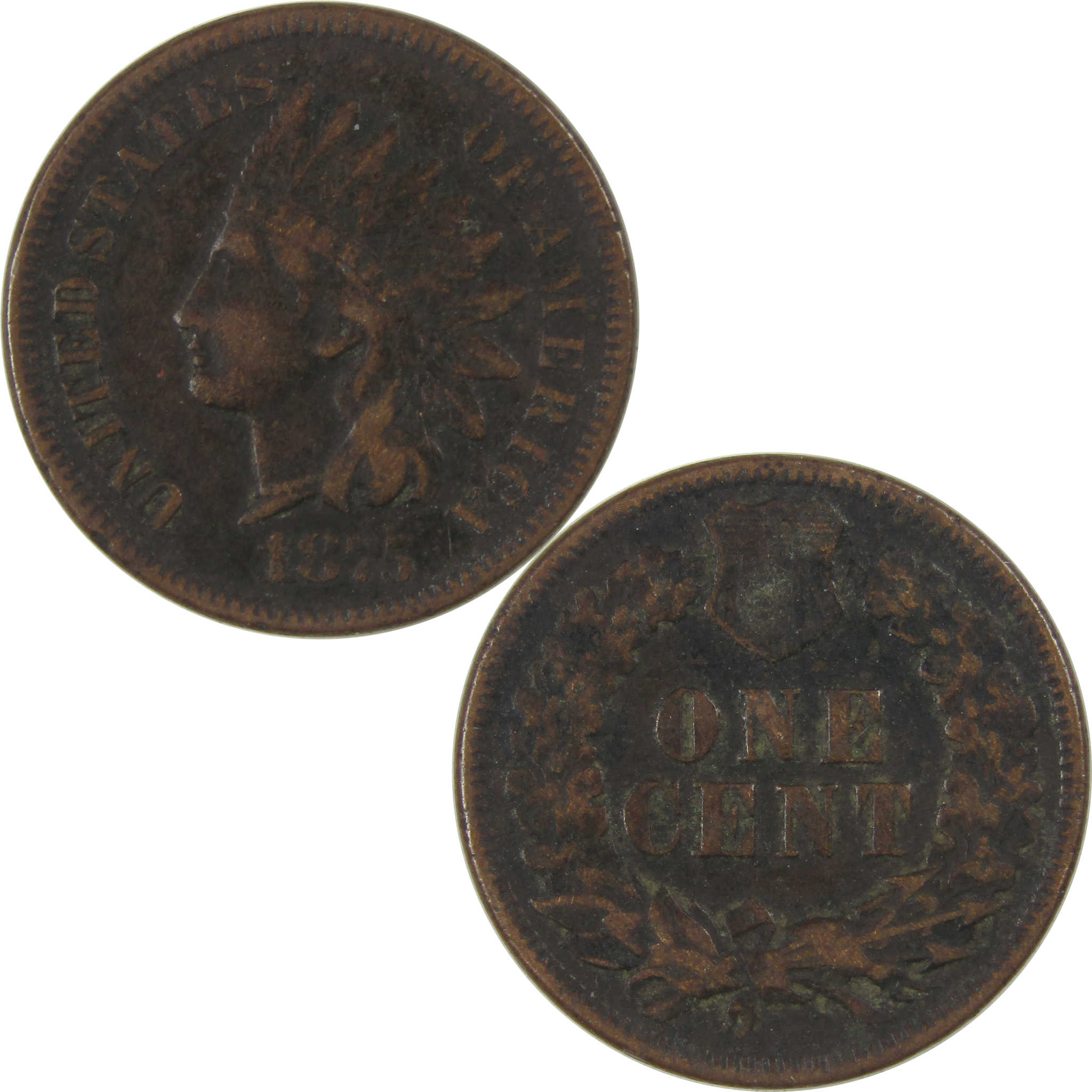 1875 Indian Head Cent F Fine Penny 1c Coin SKU:I23265