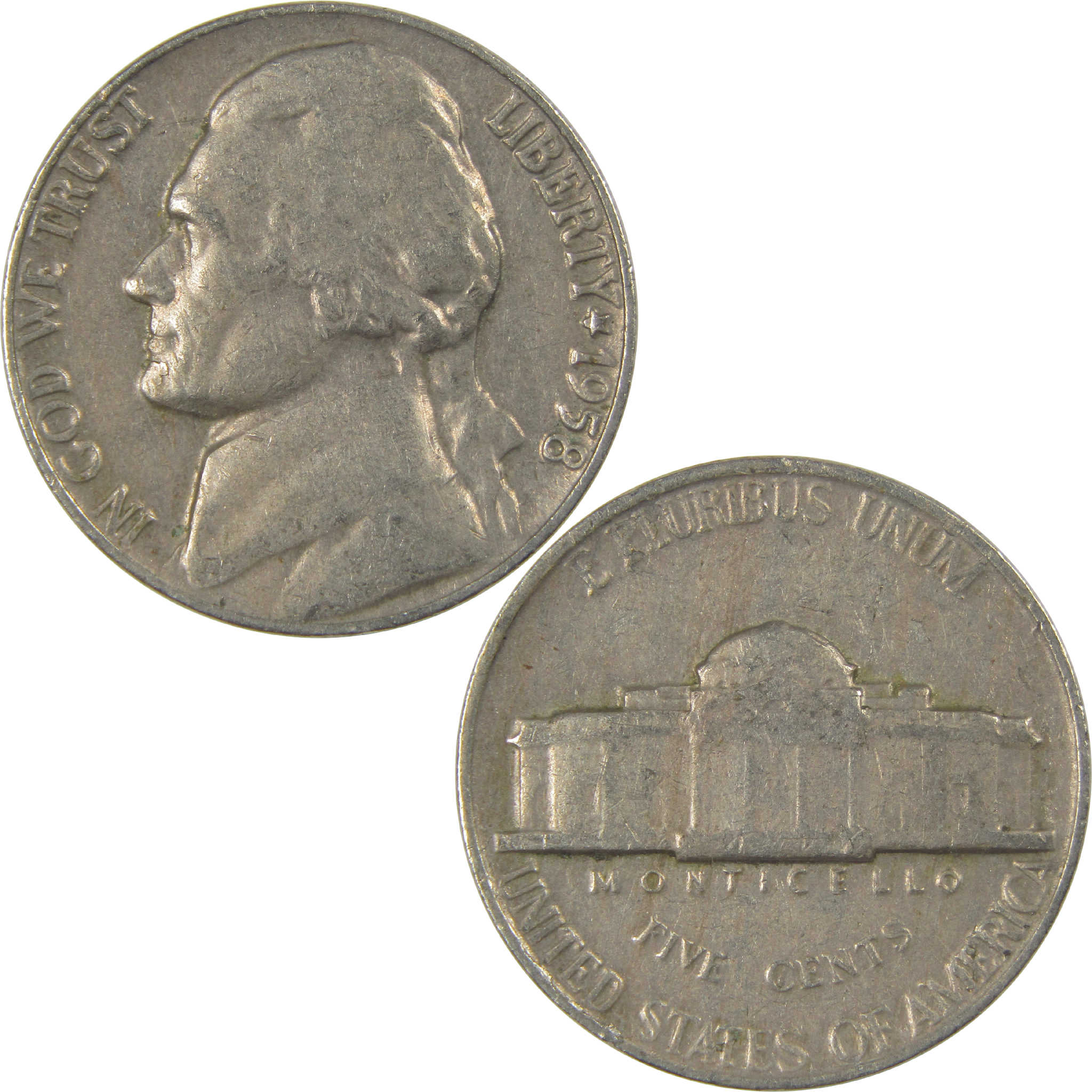 1958 Jefferson Nickel Circulated 5c Coin Collectible