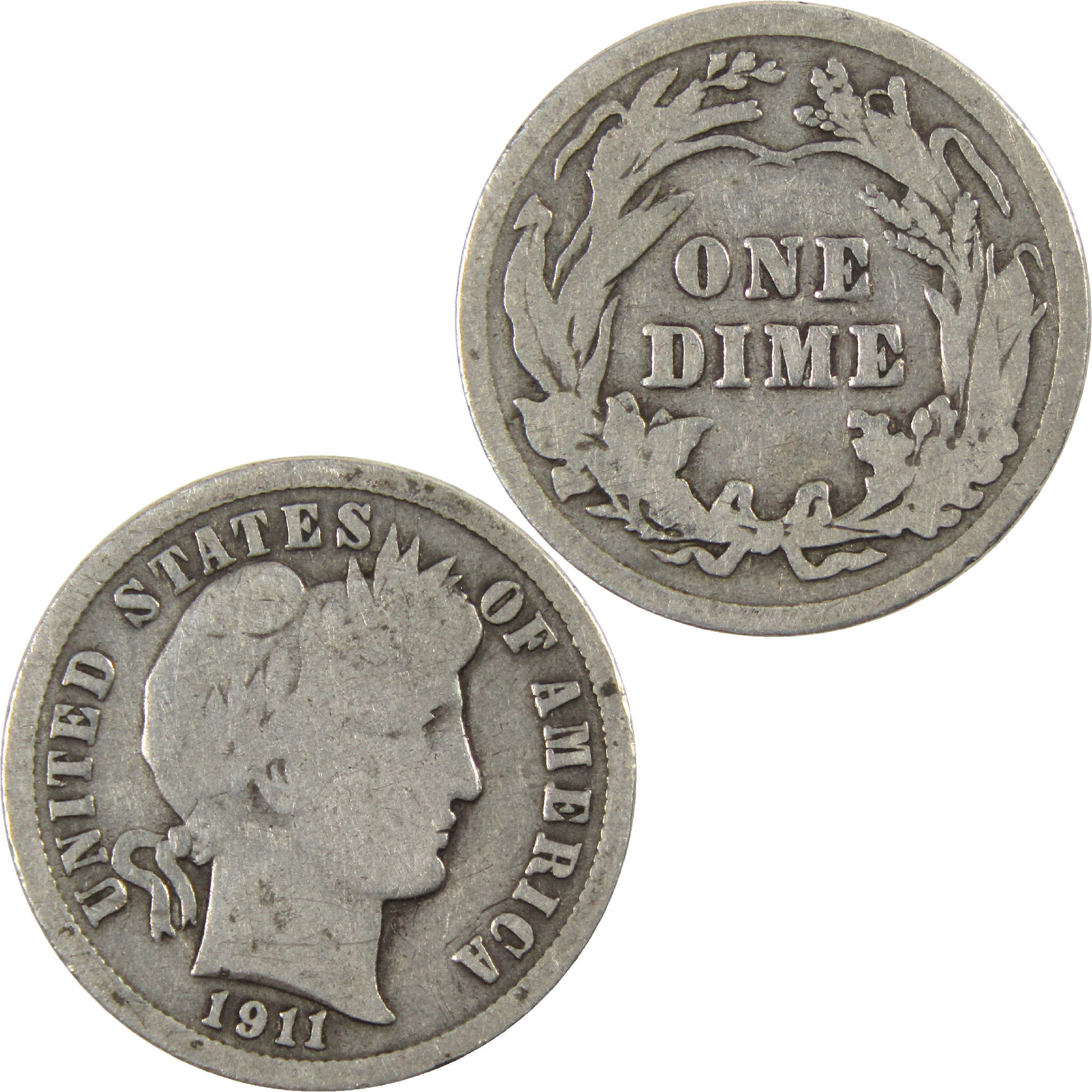 1911 Barber Dime G Good Silver 10c Coin