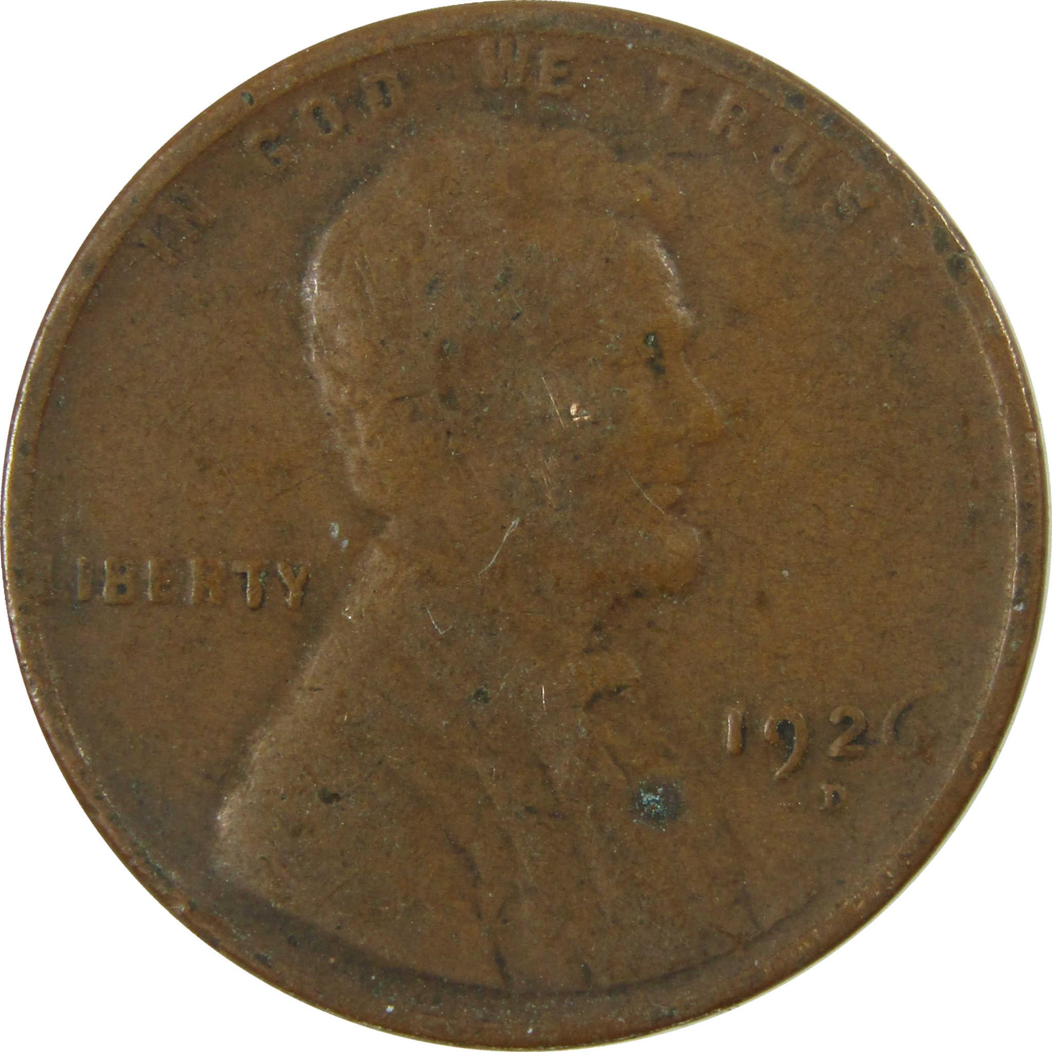 1926 D Lincoln Wheat Cent VG Very Good Penny 1c Coin SKU:I27190