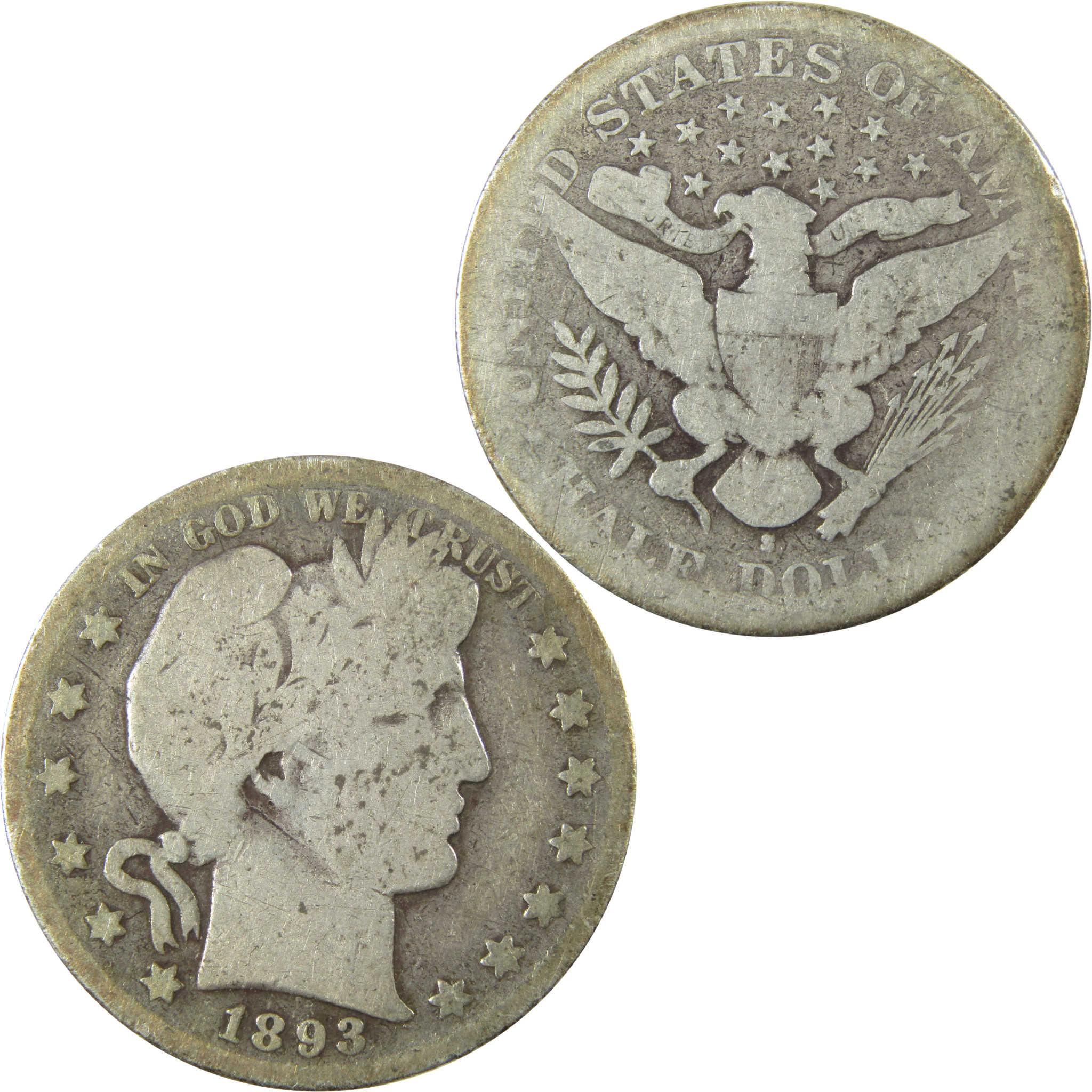 1893 S Barber Silver Half Dollar AG About Good 50c CoinSKU:CP1473