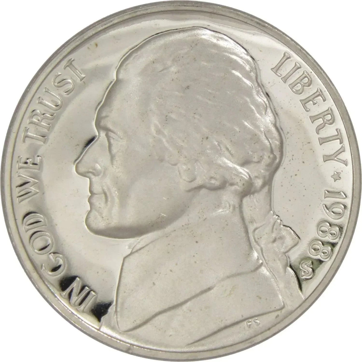 1988 S Jefferson Nickel Proof 5c Coin Collectible