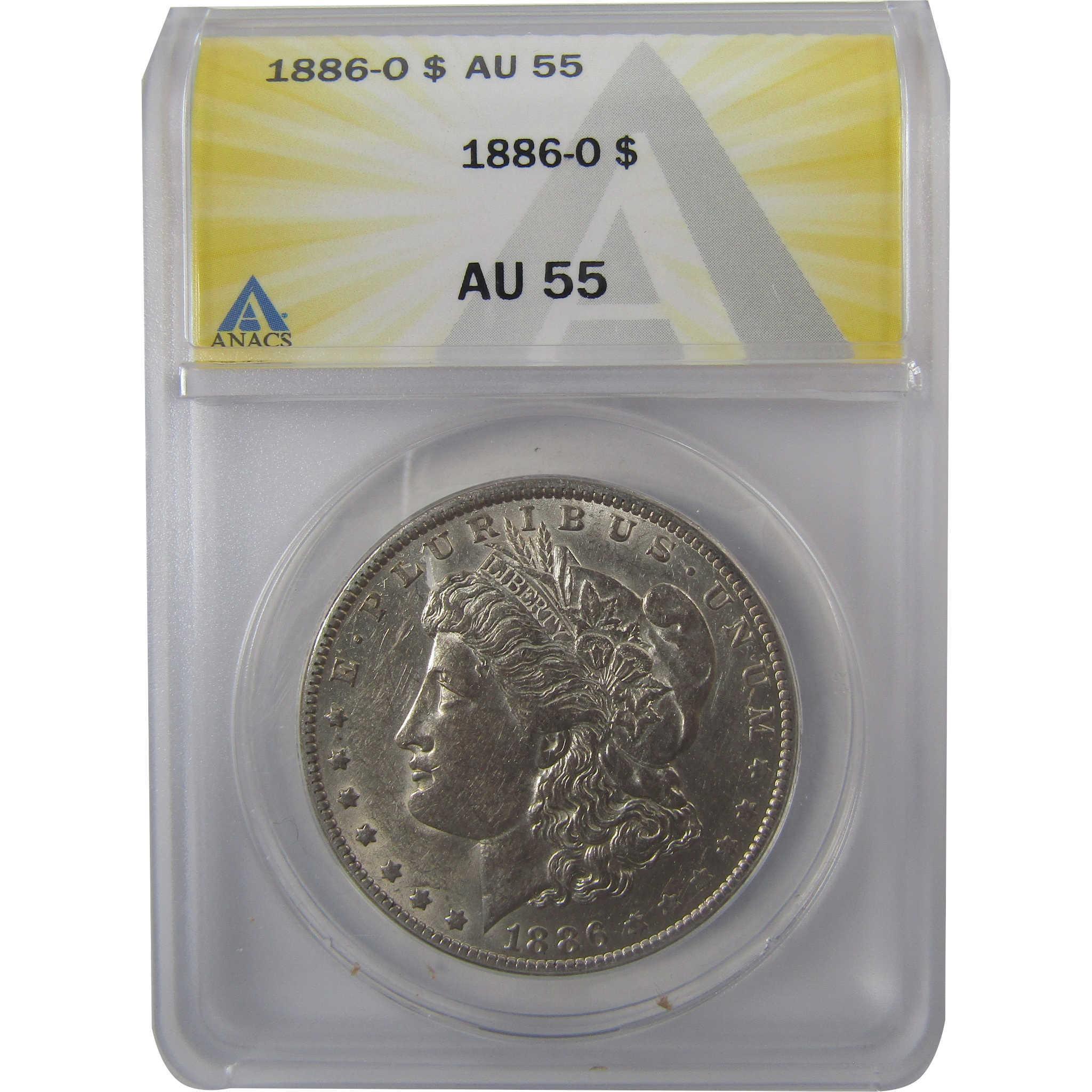 1886 O Morgan Silver Dollar AU 55 ANACS $1 Coin Collectible SKU:I24962 - Morgan coin - Morgan silver dollar - Morgan silver dollar for sale - Profile Coins & Collectibles