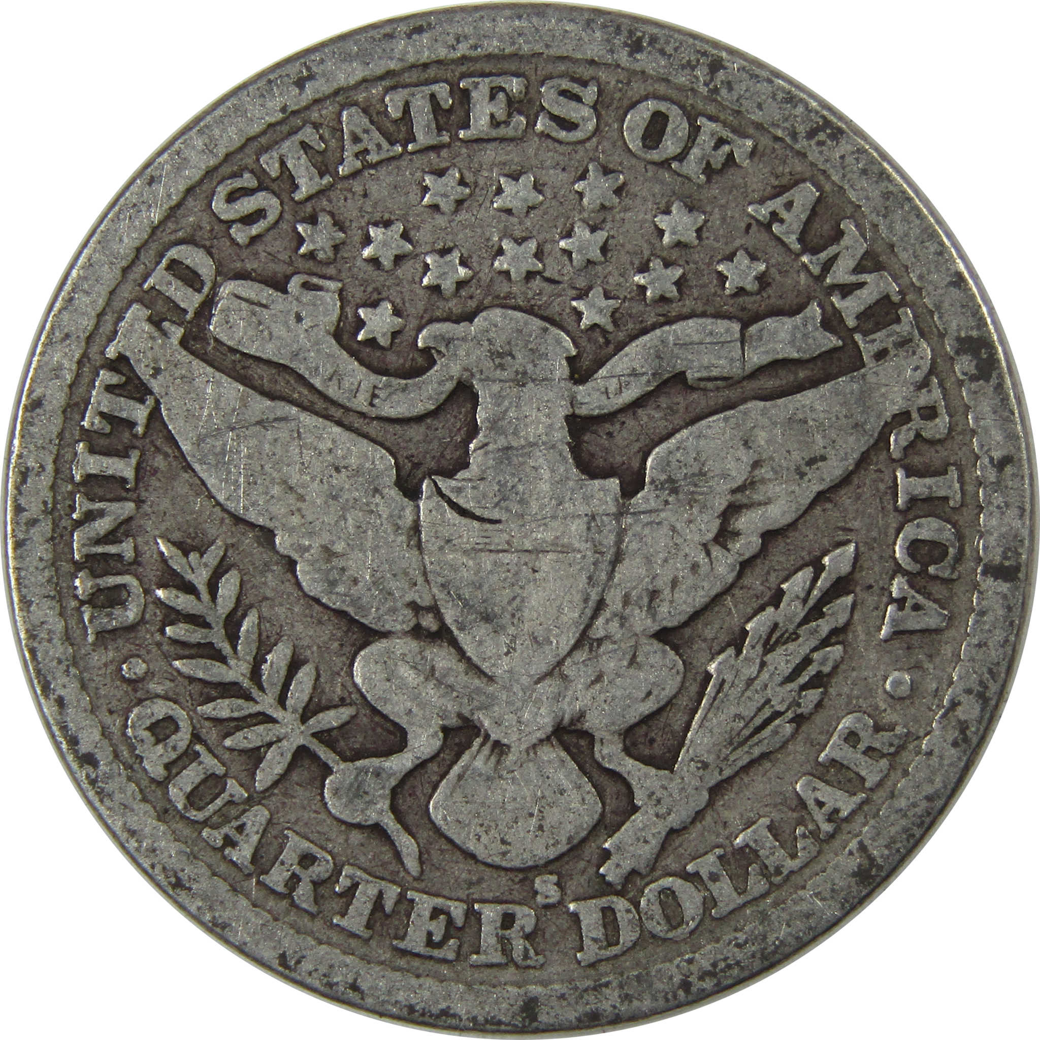 1898 S Barber Quarter G Good Details Silver 25c Coin Toned SKU:I23718