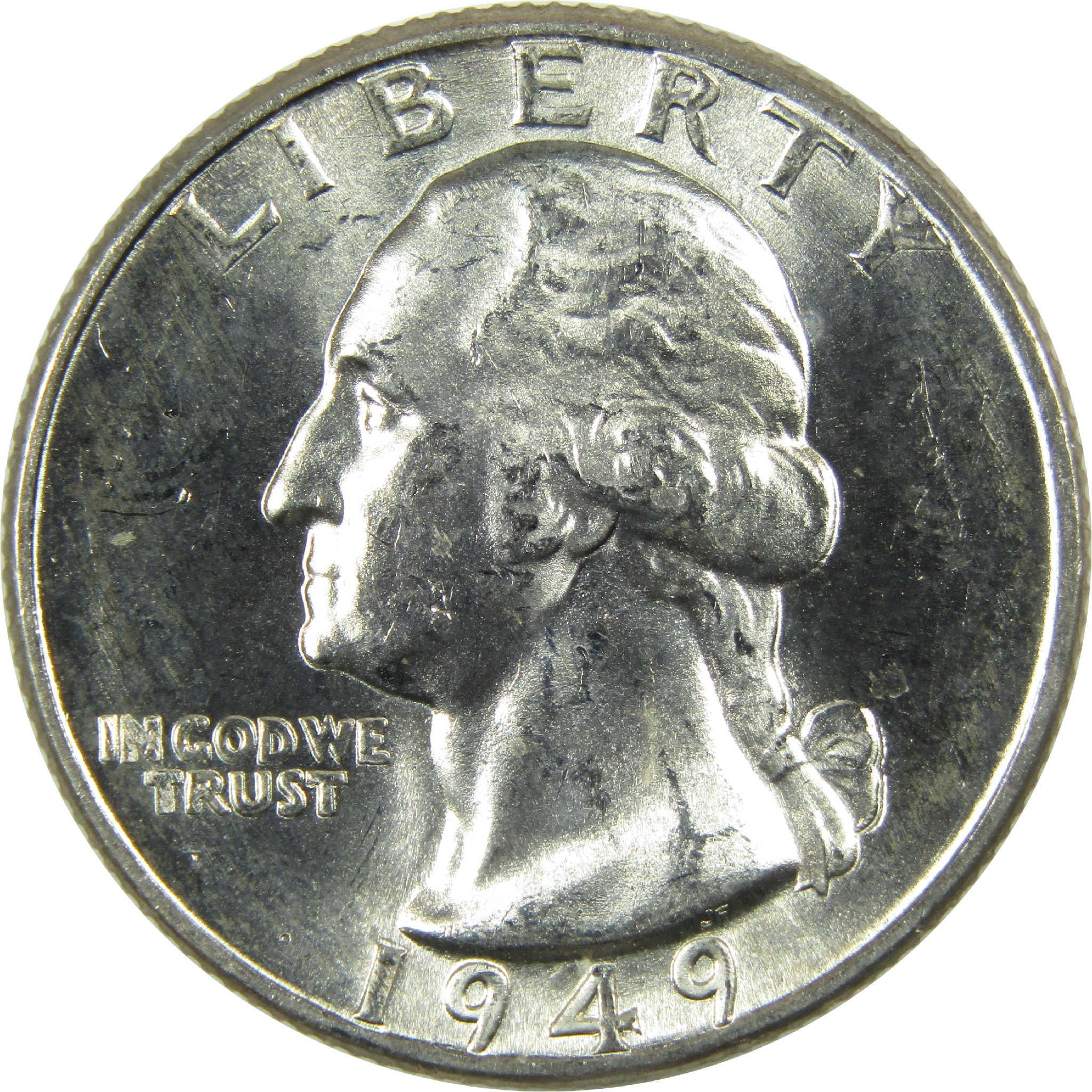 1949 D Washington Silver Quarter Uncirculated Mint State 25c Coin