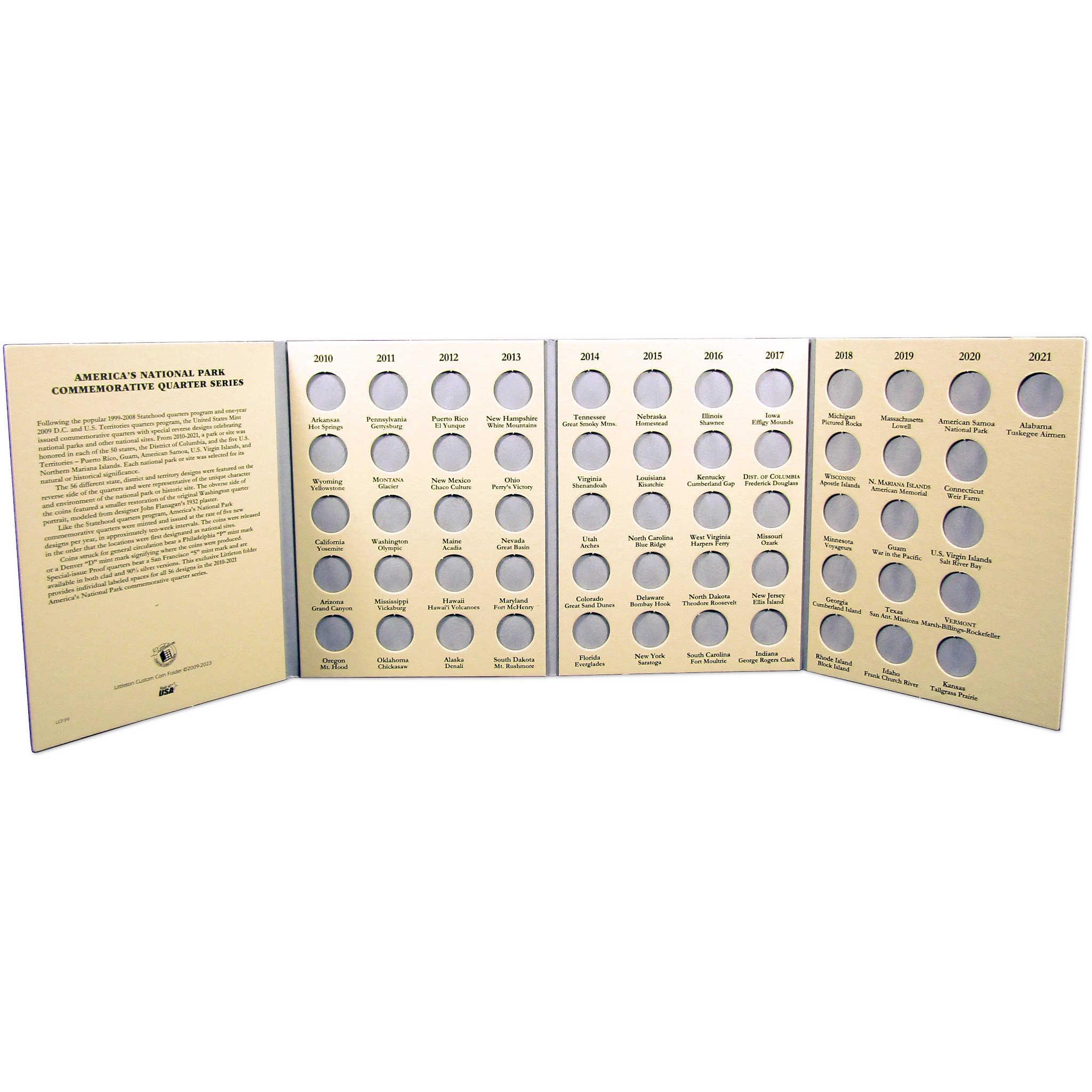 2010-2021 National Park Quarter 56 Coin Set Uncirculated with Folder