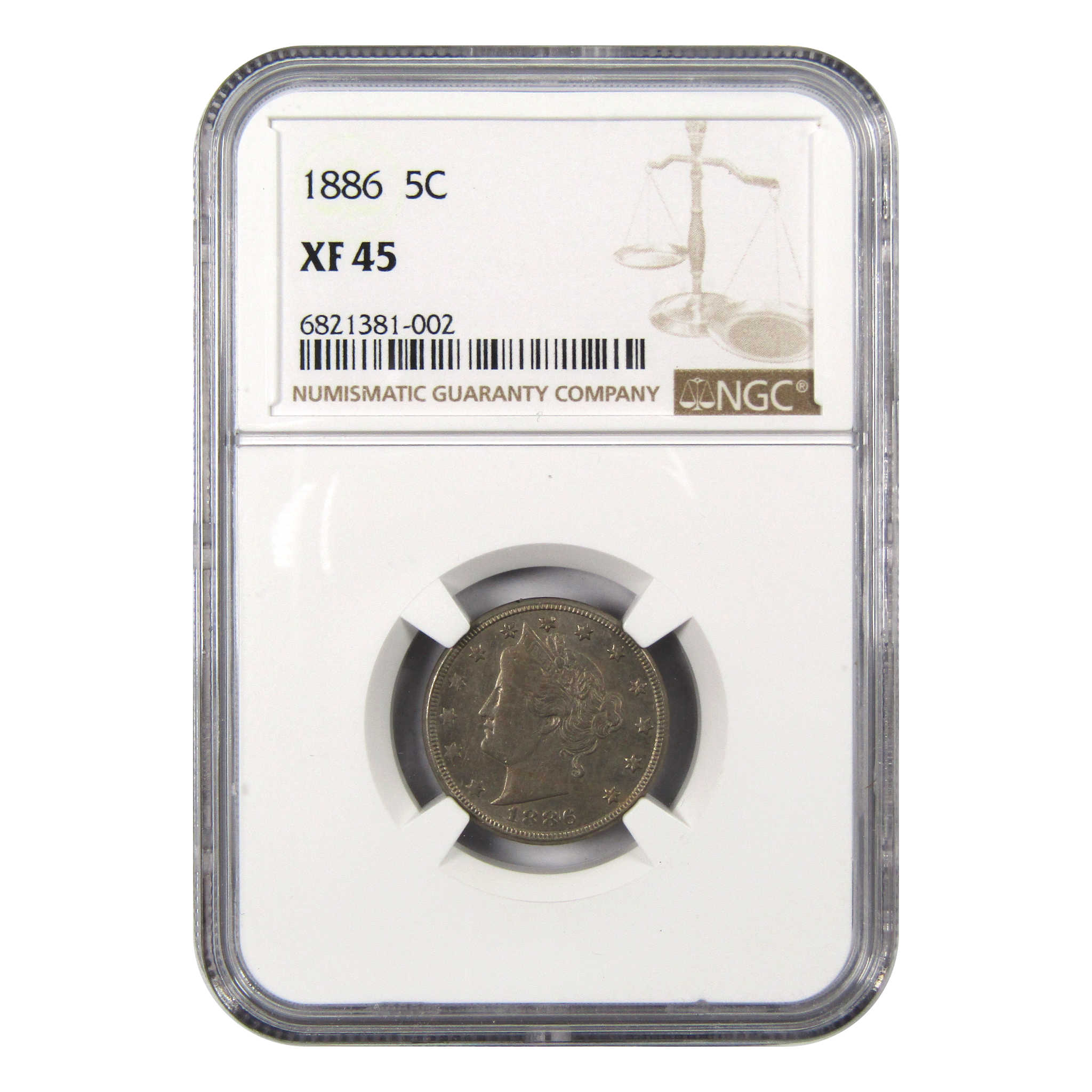 1886 Liberty Head V Nickel XF 45 NGC 5c Coin SKU:I9312