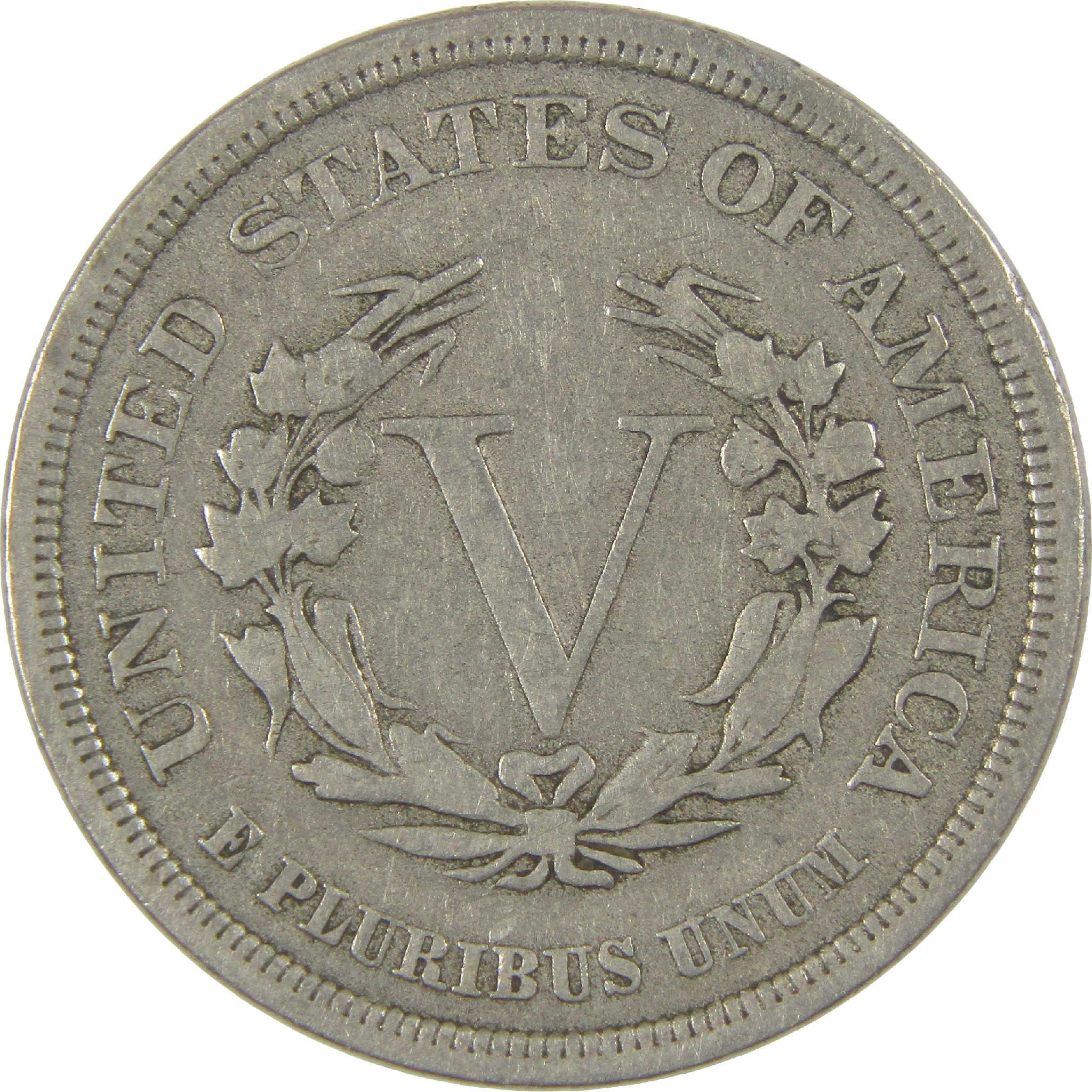 1883 No Cents Liberty Head V Nickel F Fine 5c Coin