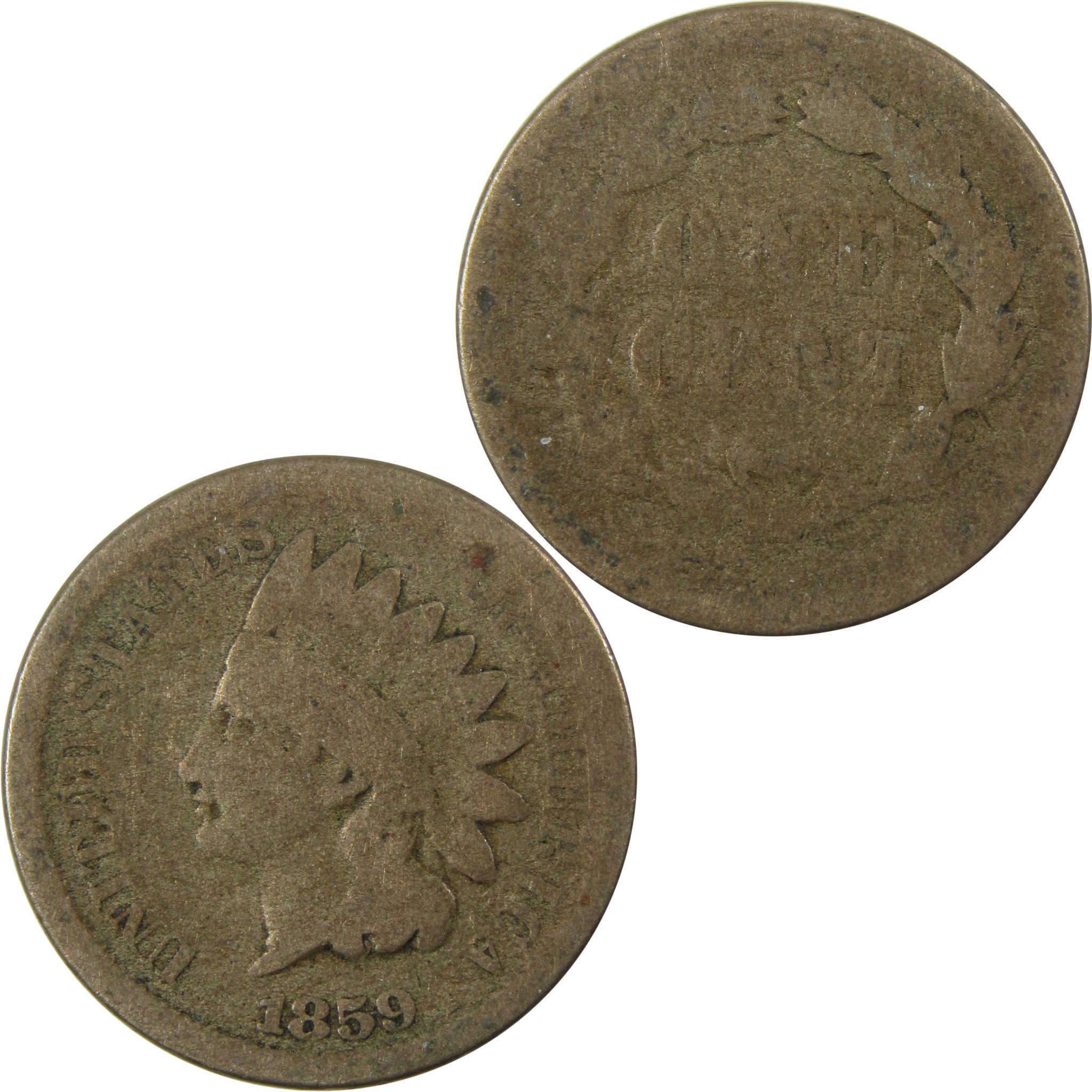1859 Indian Head Cent AG About Good Penny 1c Coin SKU:CP1287