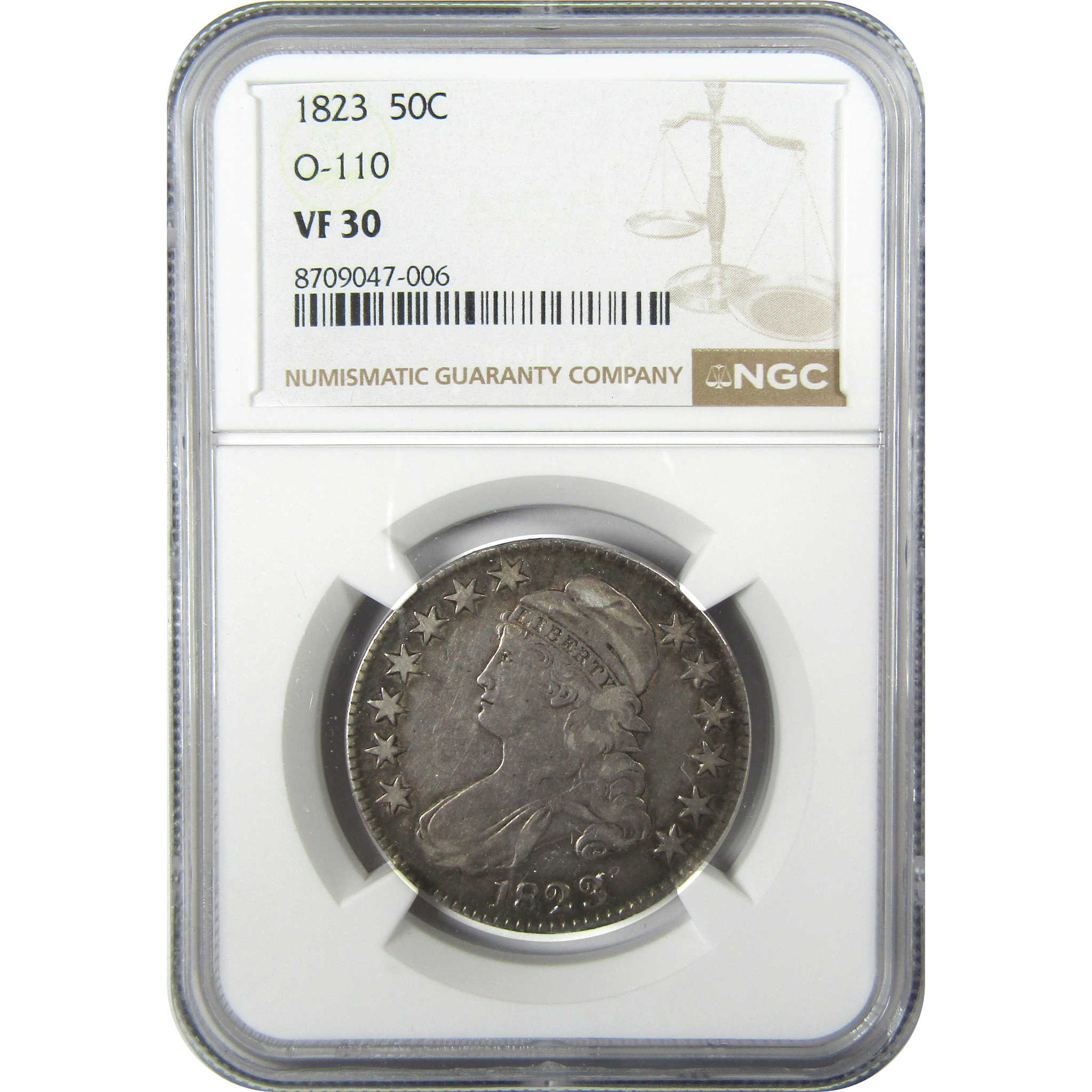 1823 O-110 Capped Bust Silver Half Dollar VF 30 NGC SKU:I26027