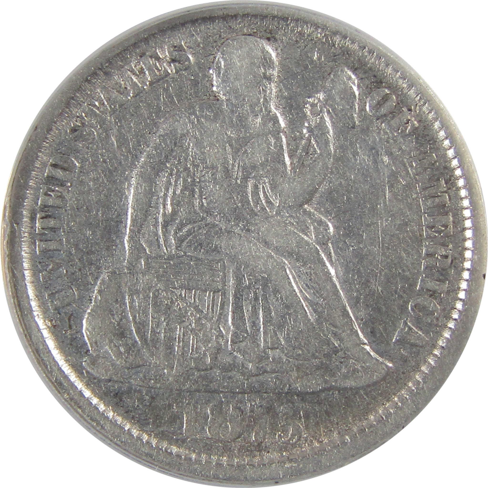 1875 CC Below Bow Seated Liberty Dime VF 25 Details ANACS SKU:I25493