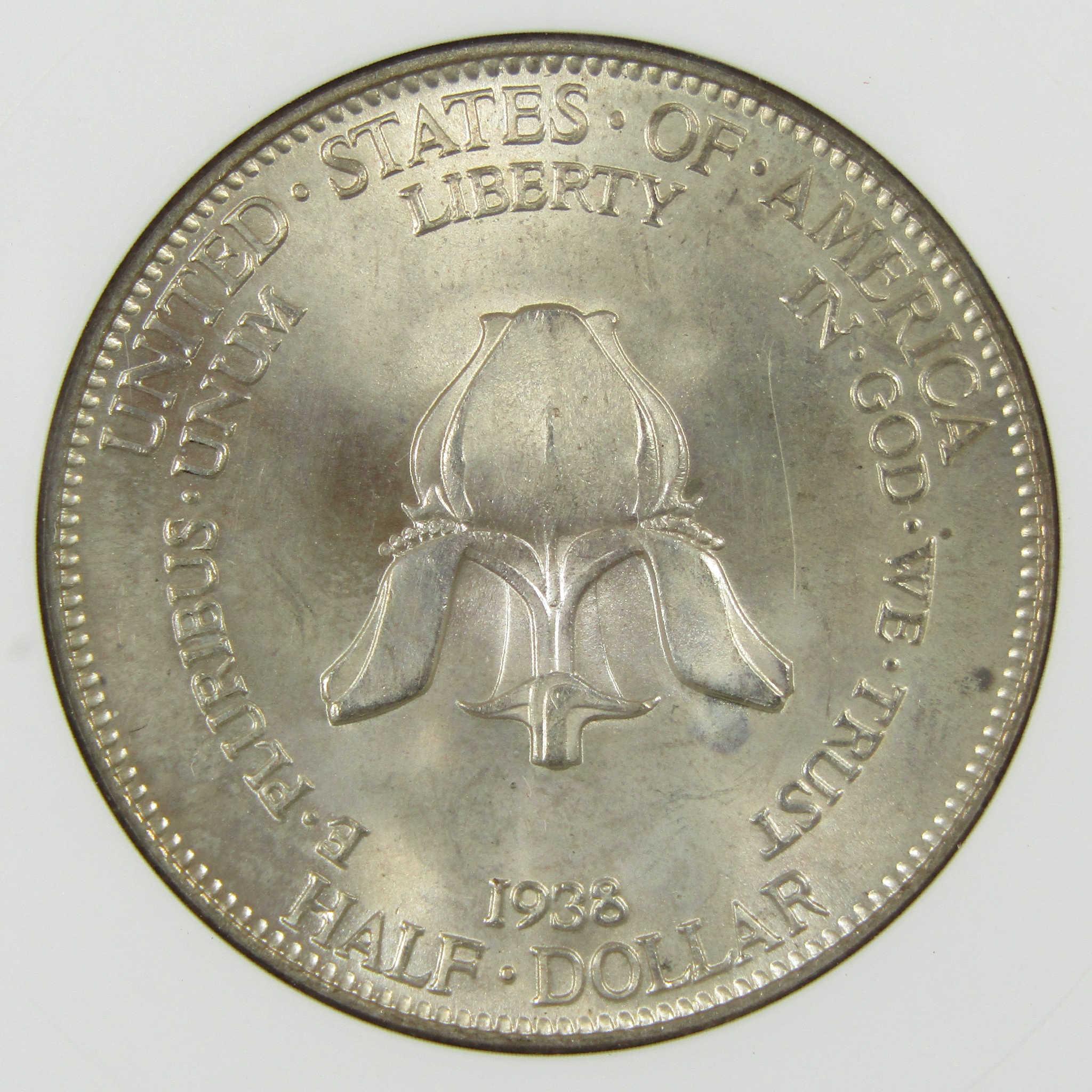 1938 New Rochelle New York Commemorative Silver 50C MS 65 ANACS