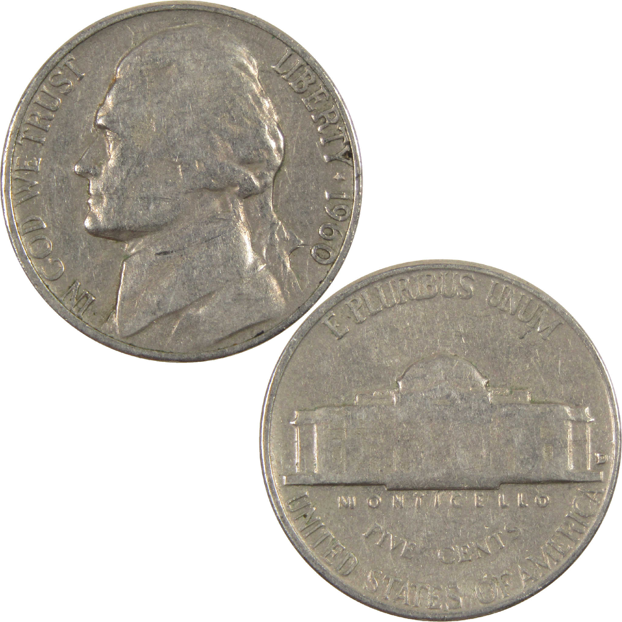 1960 D Jefferson Nickel Circulated 5c Coin Collectible