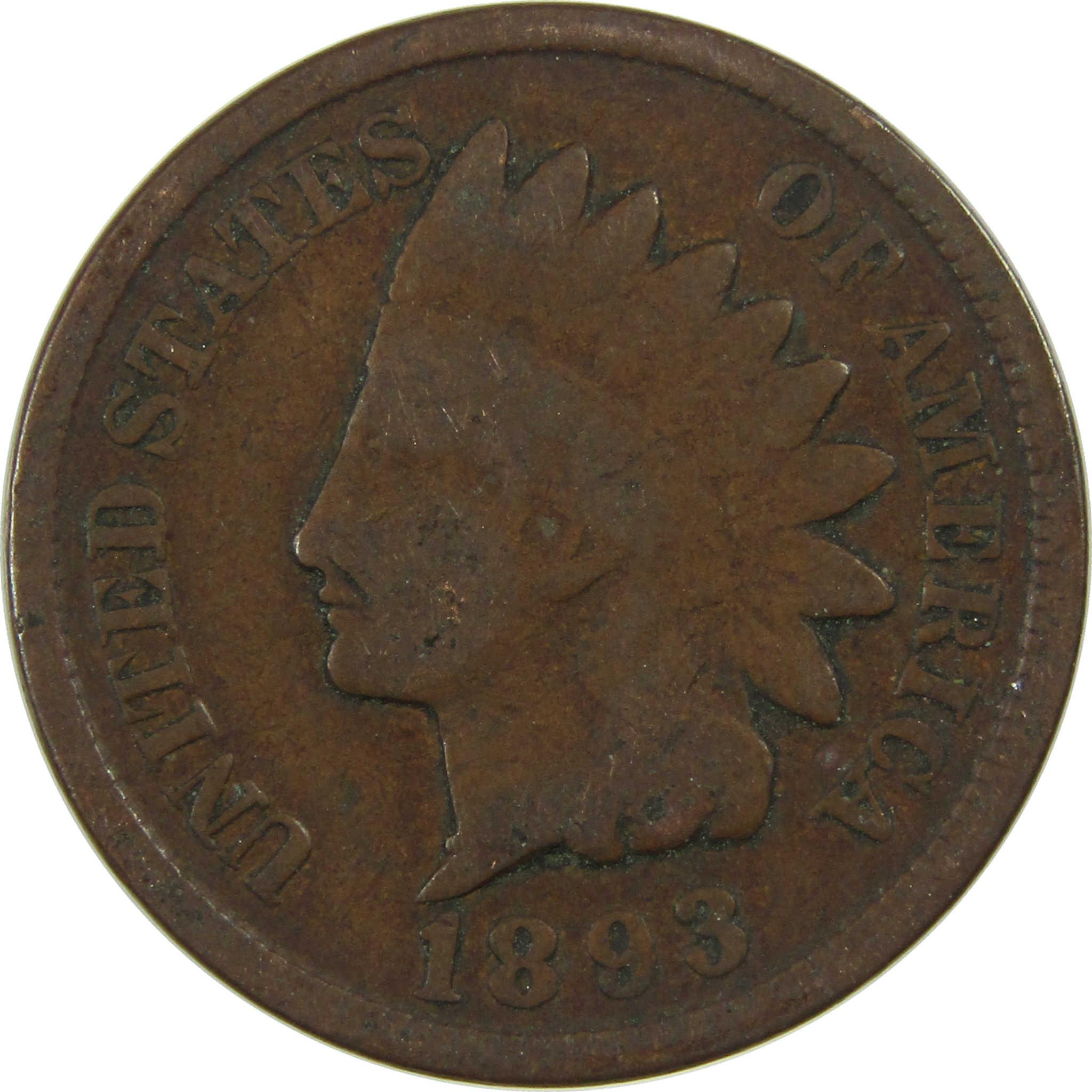 1893 Indian Head Cent G Good Penny 1c Coin SKU:I27040