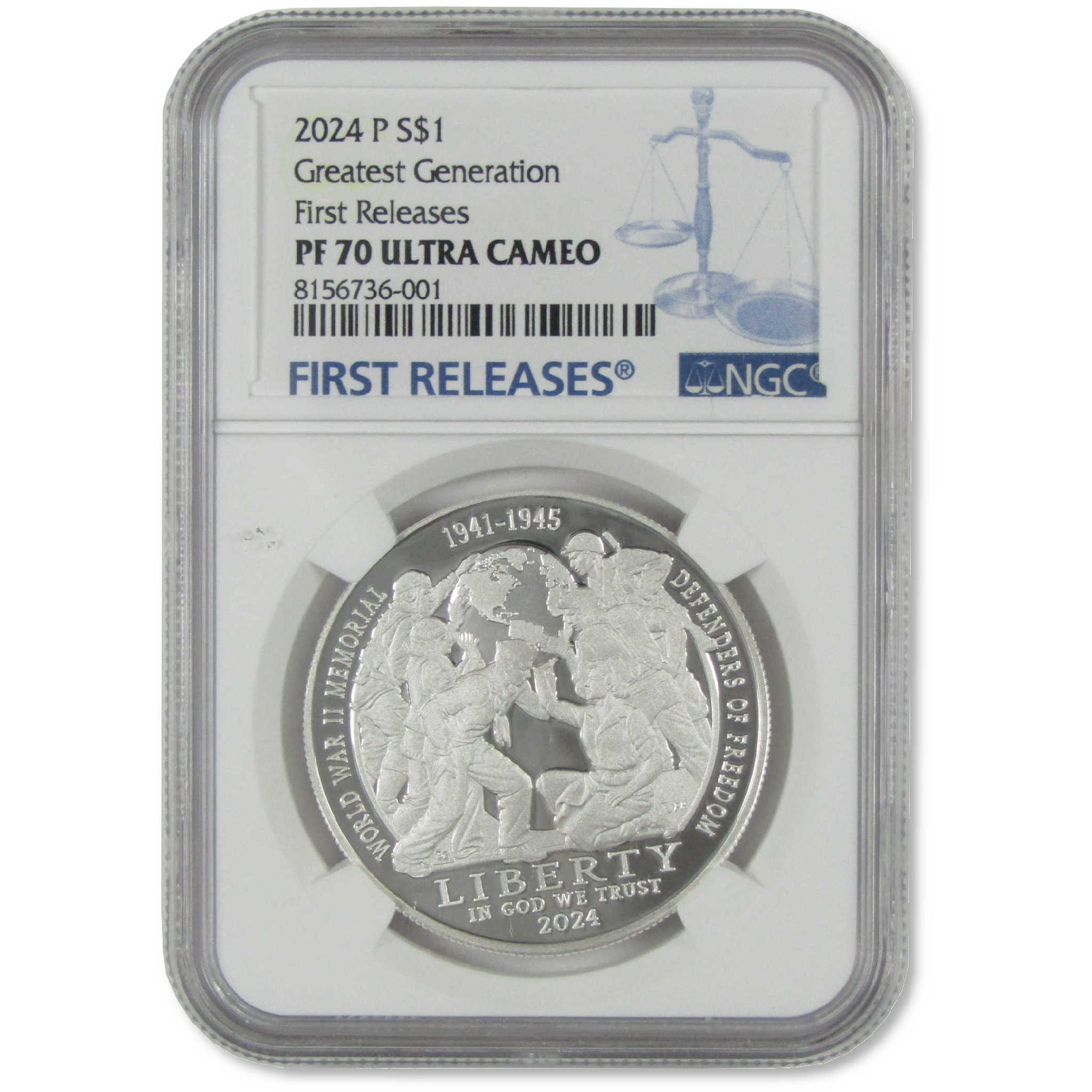 2024 P Greatest Generation Commemorative Silver Dollar PF 70 UCAM NGC