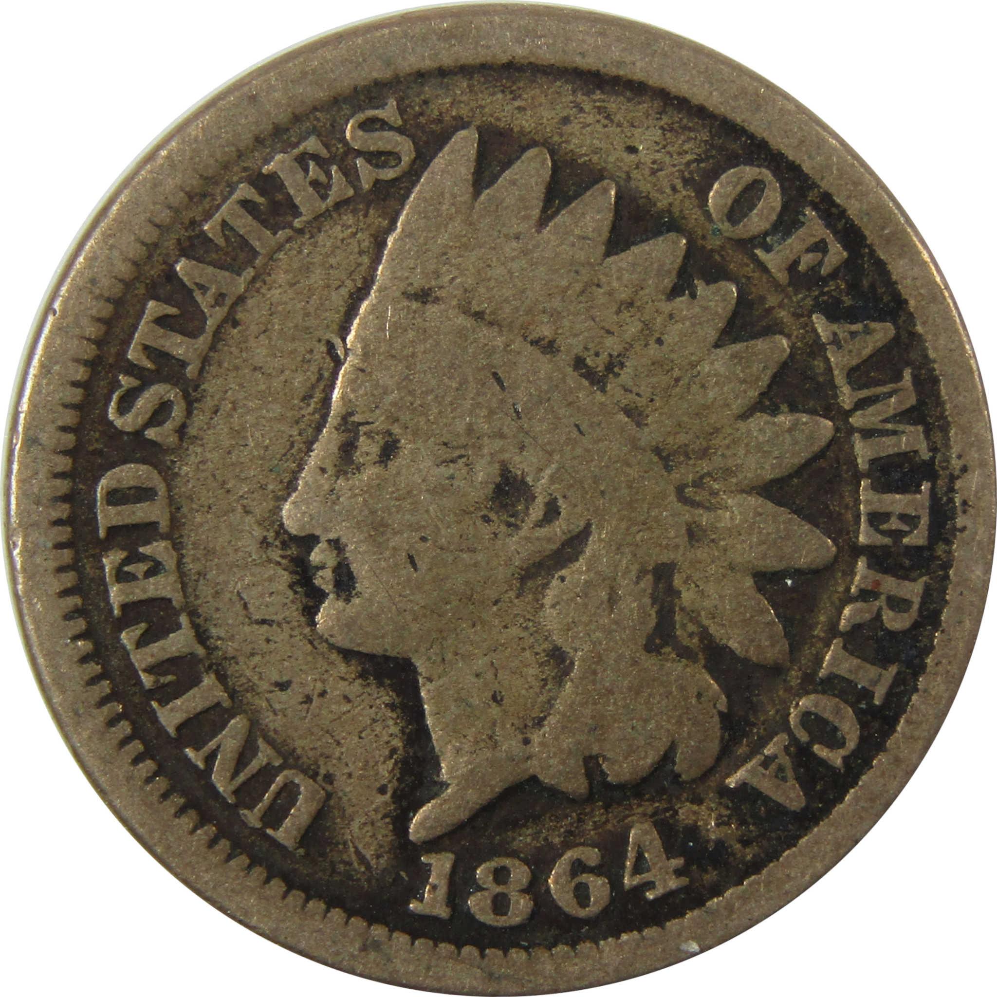 1864 Indian Head Copper-Nickel Cent G Good Details Penny SKU:CP1306