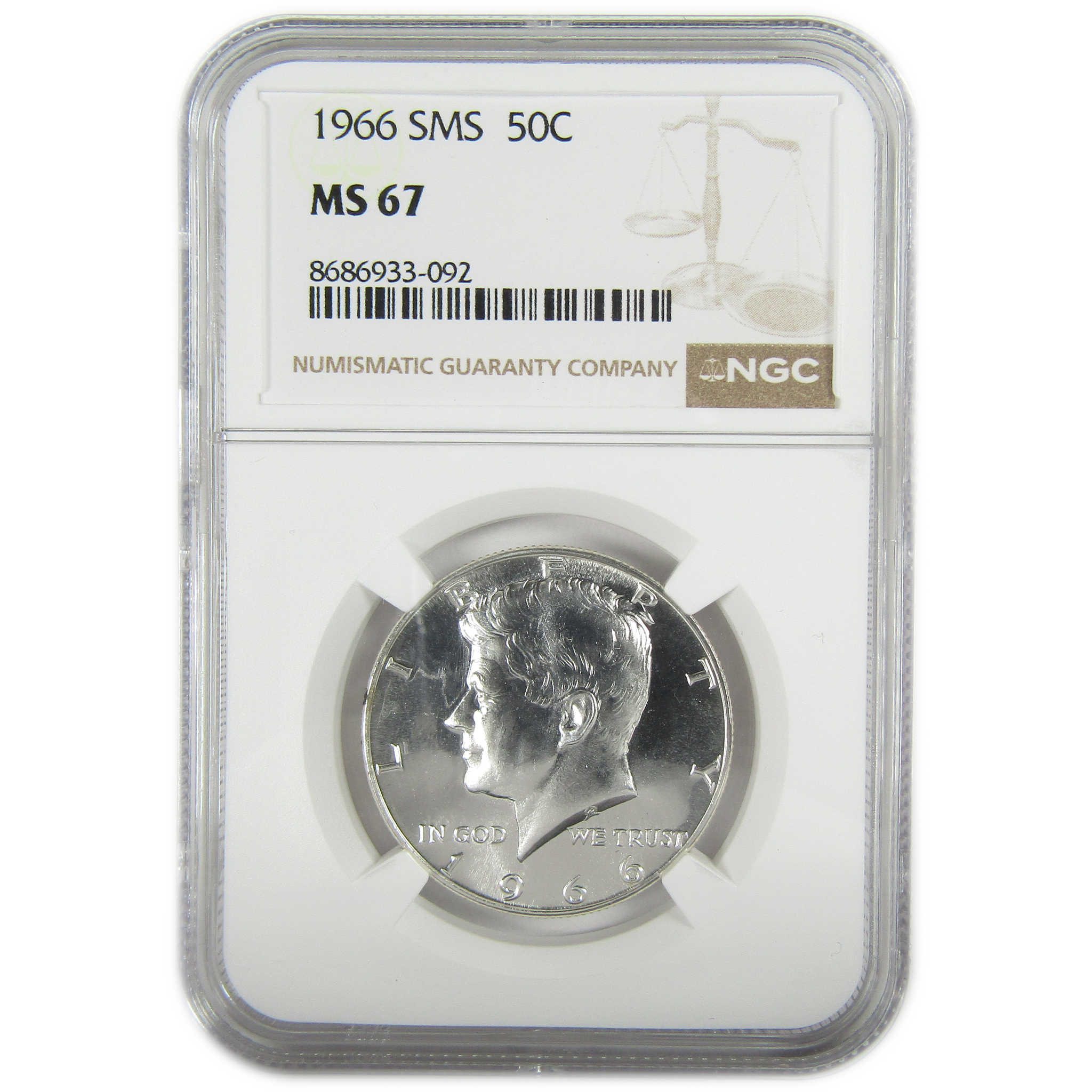 1966 SMS Kennedy Silver Half Dollar MS 67 NGC Uncirculated SKU:I27394