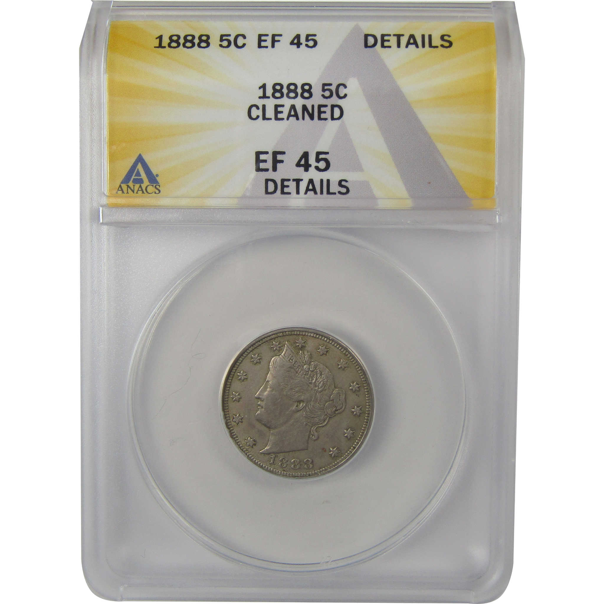 1888 Liberty Head V Nickel EF 45 Details ANACS 5c Coin SKU:I22311