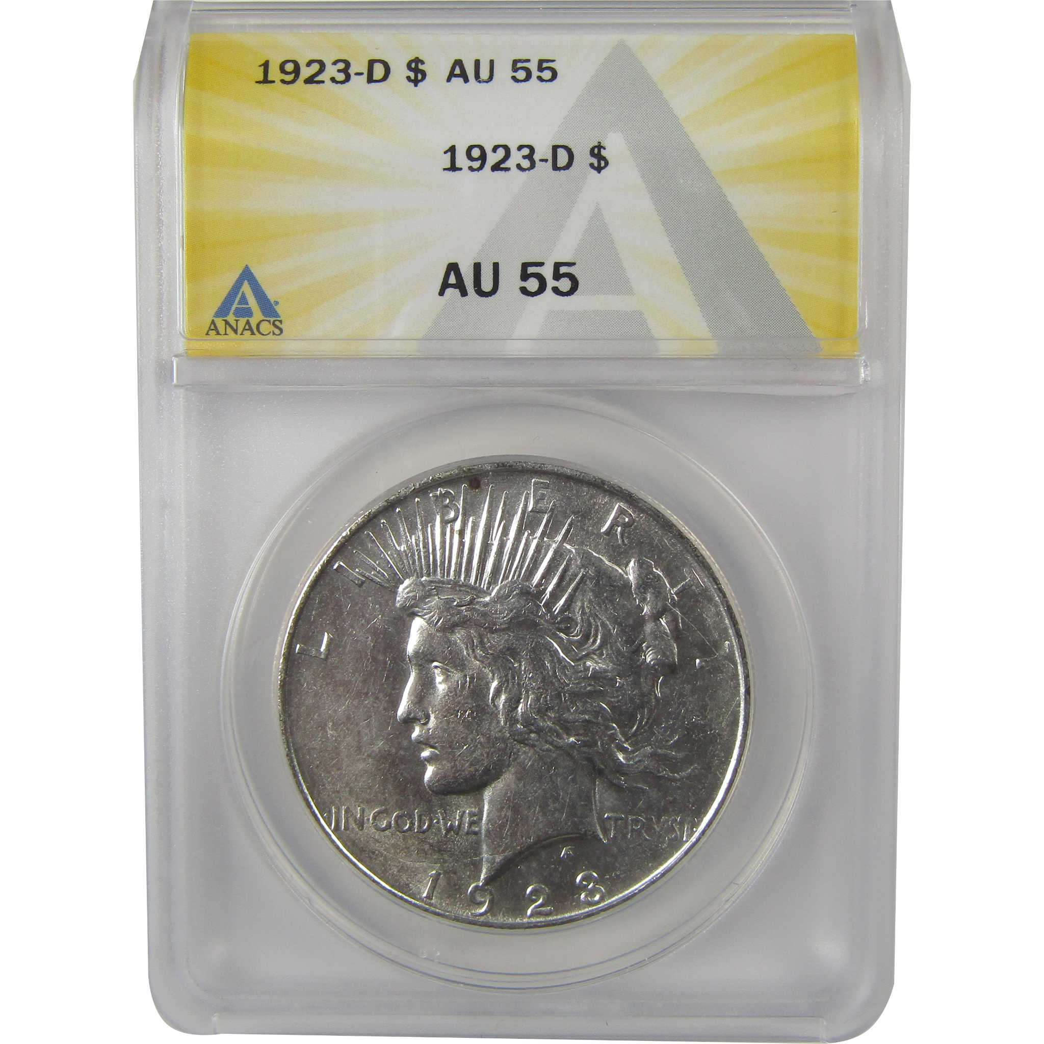 1923 D Peace Dollar AU 55 ANACS Silver $1 Coin SKU:I22177