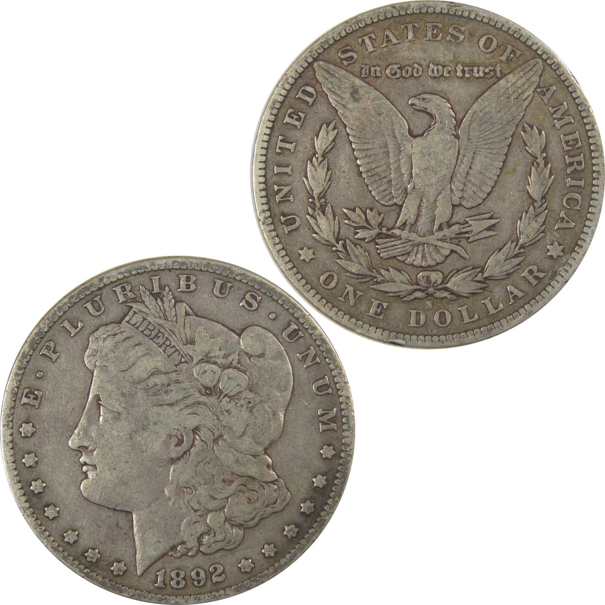 1892 S Morgan Dollar F Fine Silver $1 Coin SKU:CPC1092 - Morgan coin - Morgan silver dollar - Morgan silver dollar for sale - Profile Coins & Collectibles