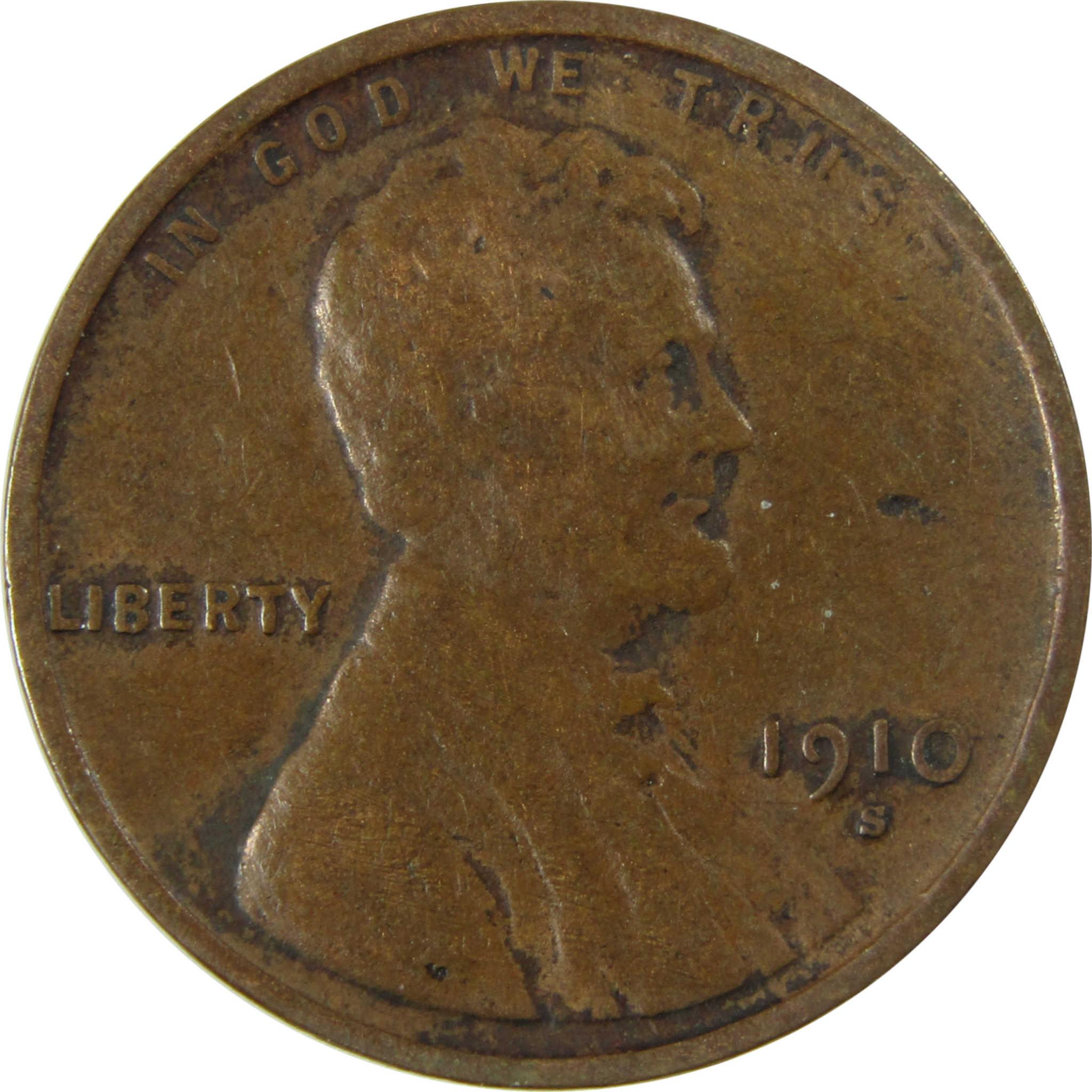 1910 S Lincoln Wheat Cent F Fine Penny 1c Coin Collectible SKU:I26351
