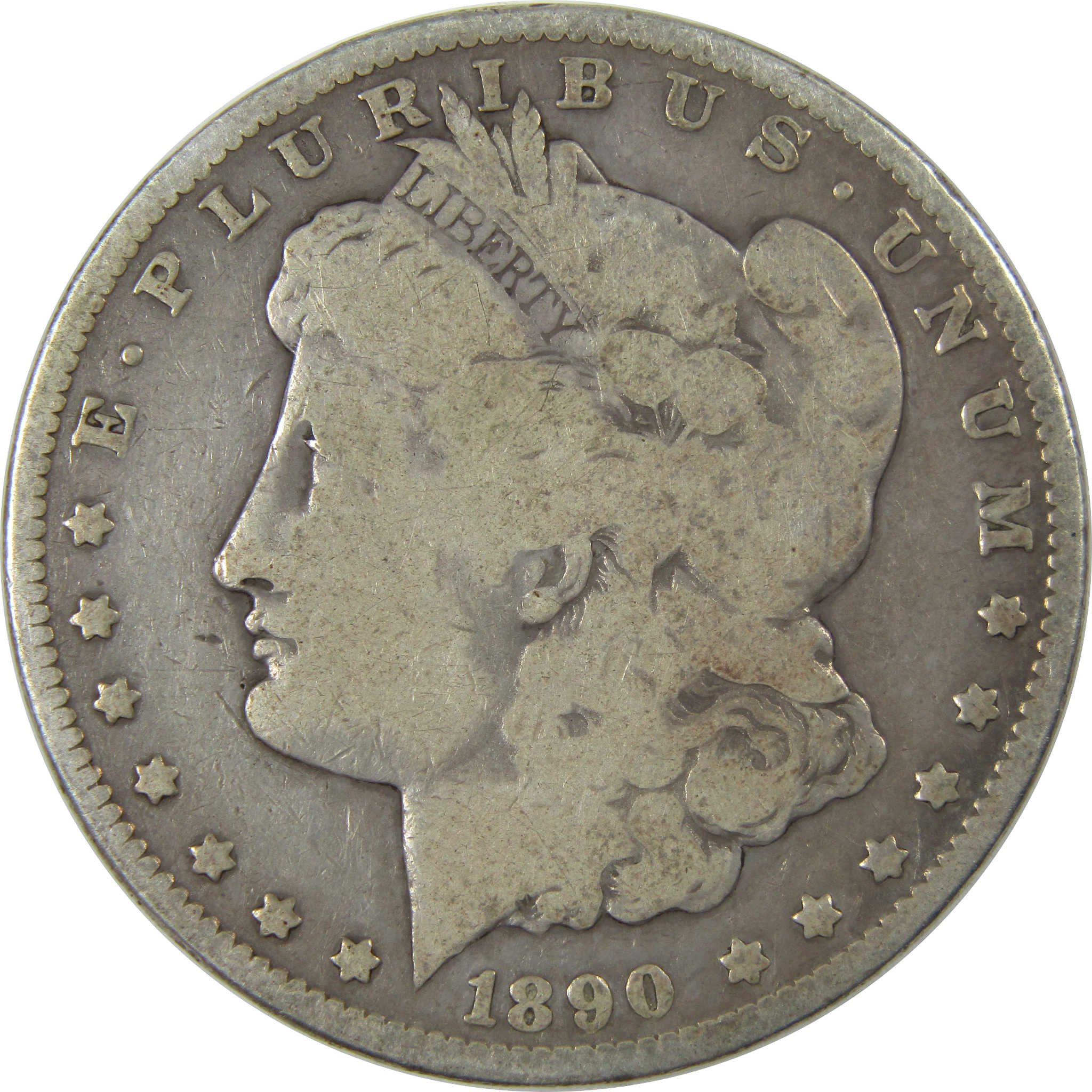 1890 CC Morgan Dollar VG Very Good Silver $1 Coin SKU:I23923 - Morgan coin - Morgan silver dollar - Morgan silver dollar for sale - Profile Coins & Collectibles