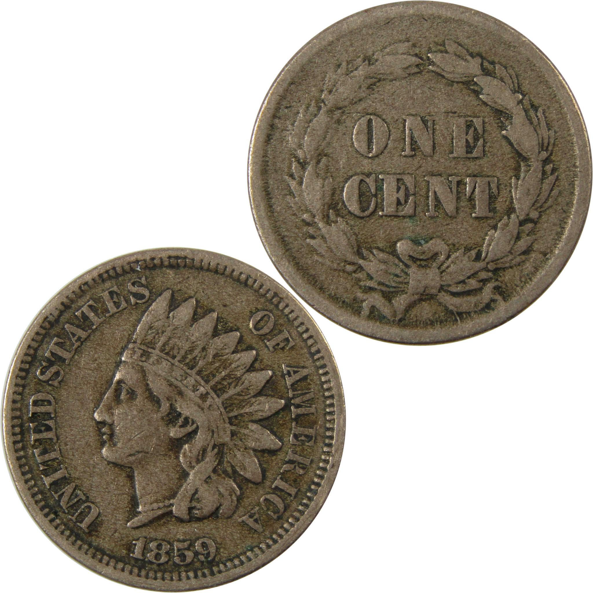 1859 Indian Head Cent VF Very Fine Penny 1c Coin SKU:CP1308