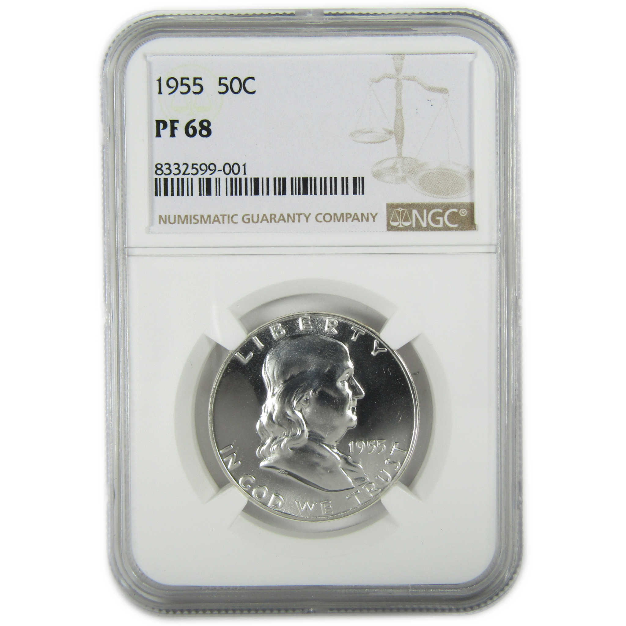 1955 Franklin Silver Half Dollar PF 68 NGC Proof 50c Coin SKU:I27415