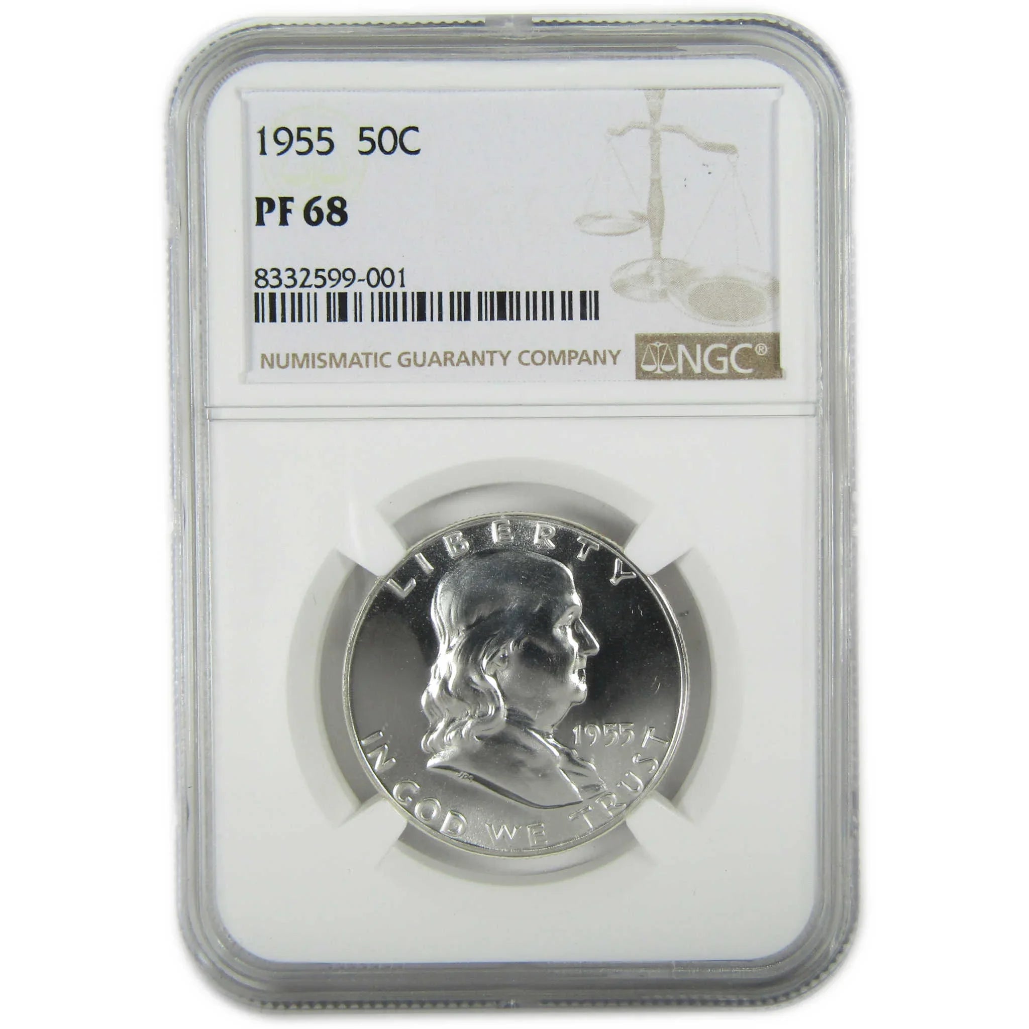 1955 Franklin Silver Half Dollar PF 68 NGC Proof 50c Coin SKU:I27415