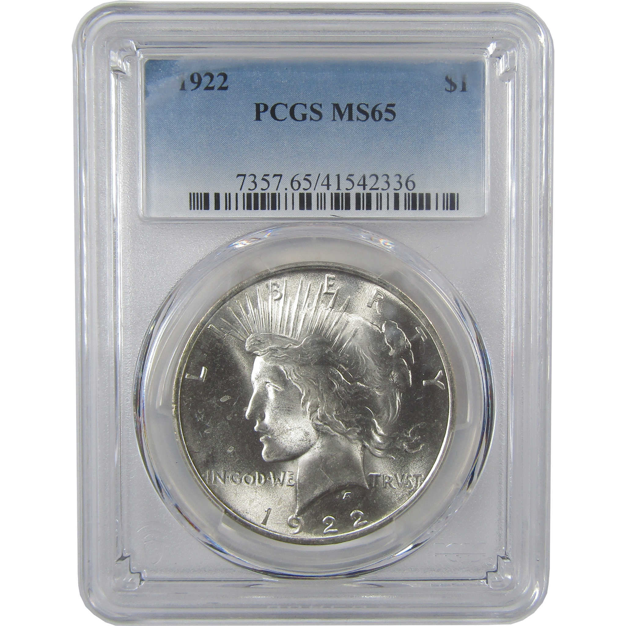 1922 Peace Silver Dollar MS 65 PCGS Uncirculated $1 Coin Collectible