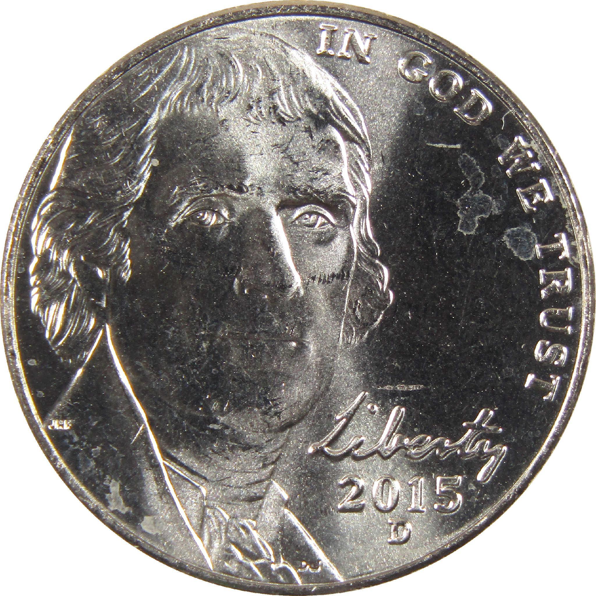2015 Jefferson nickel obverse with Liberty inscription, collectible US coin