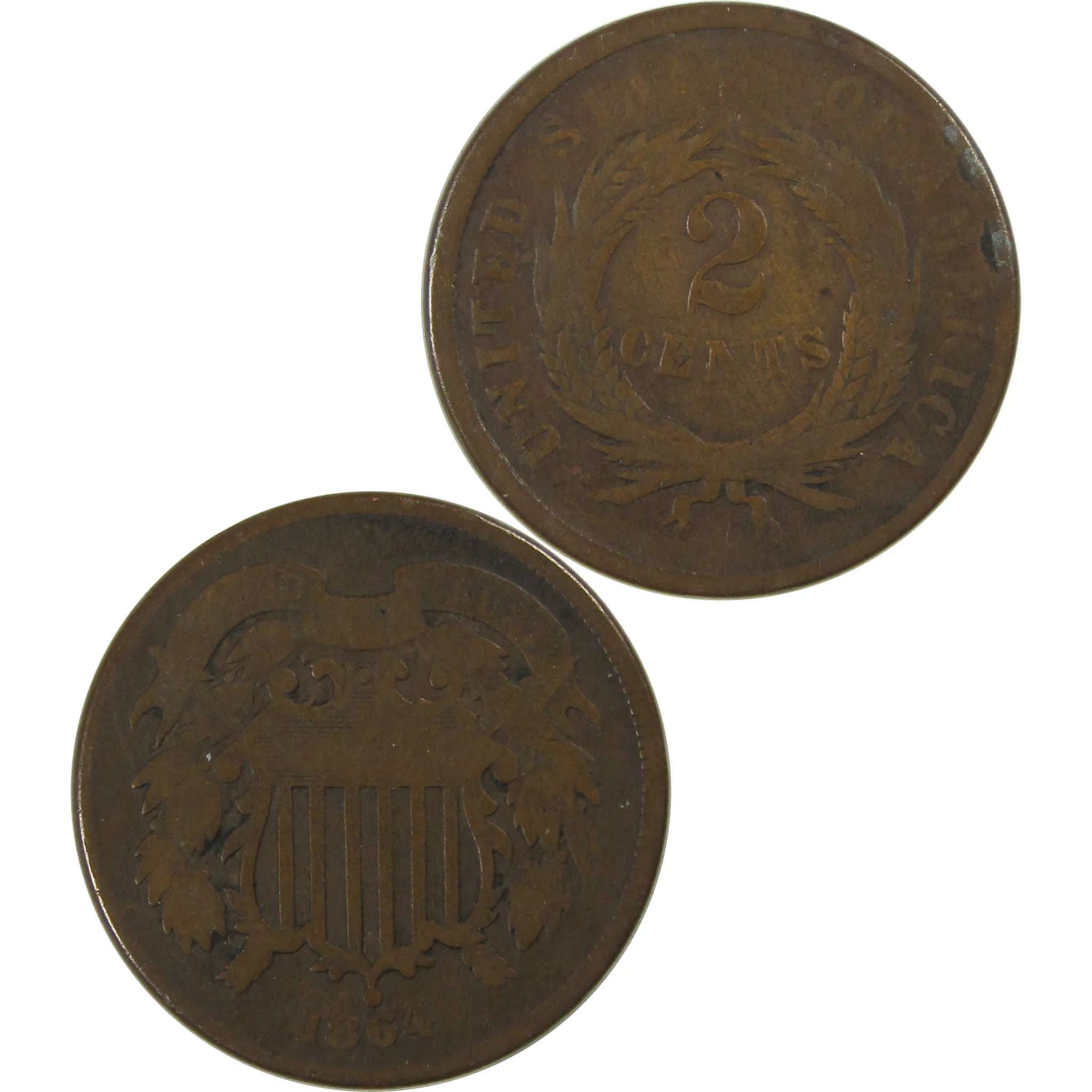 1864 Large Motto Two Cent Piece G Good 2c Coin SKU:CPC0745