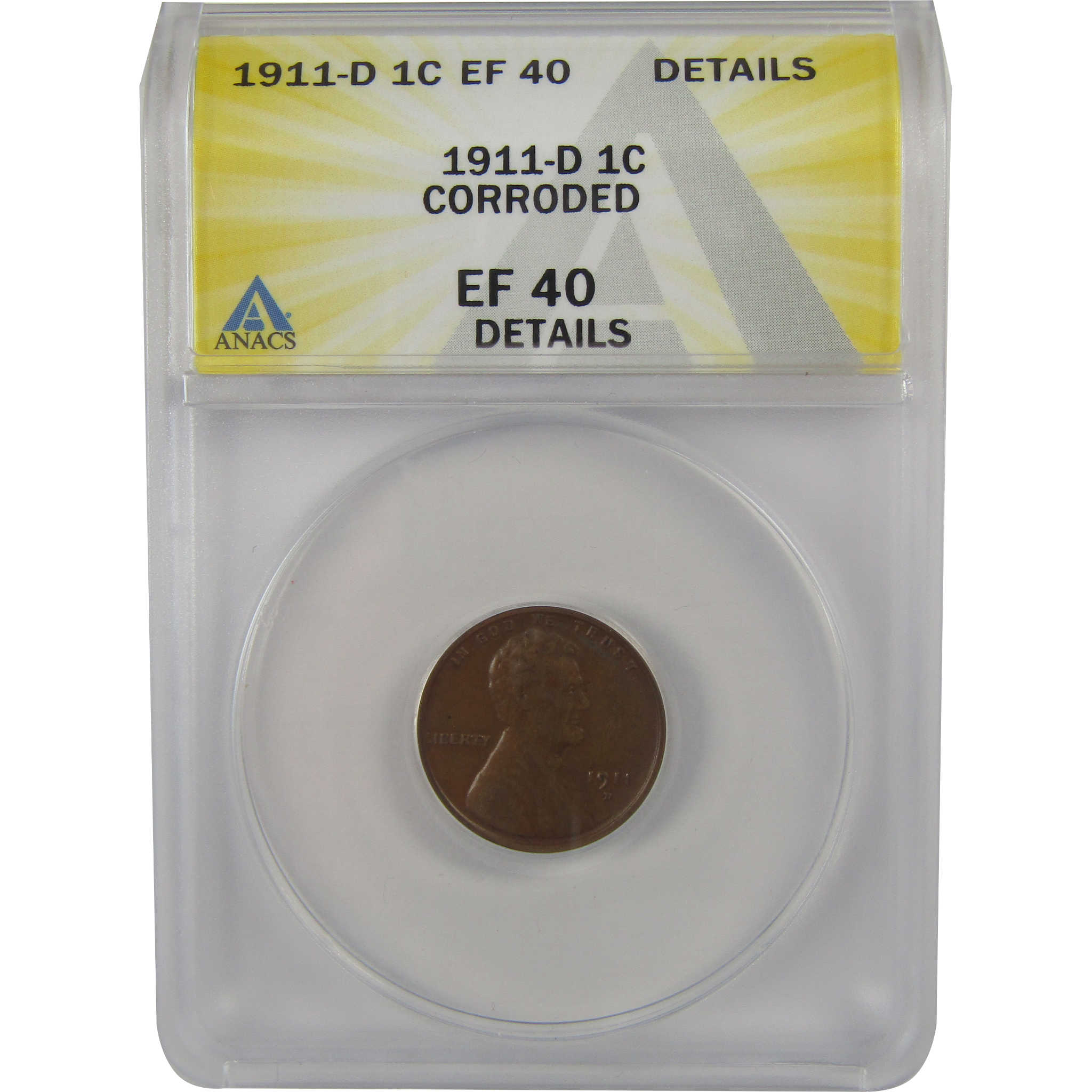 1911 D Lincoln Wheat Cent EF 40 Details ANACS Penny 1c Coin SKU:I22290