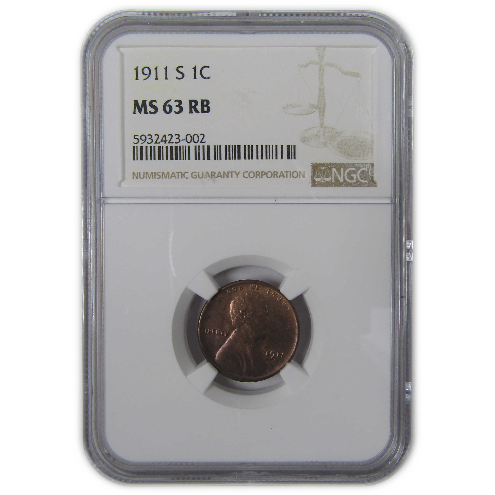 1911 S Lincoln Wheat Cent MS 63 RB NGC Penny Uncirculated SKU:I23647