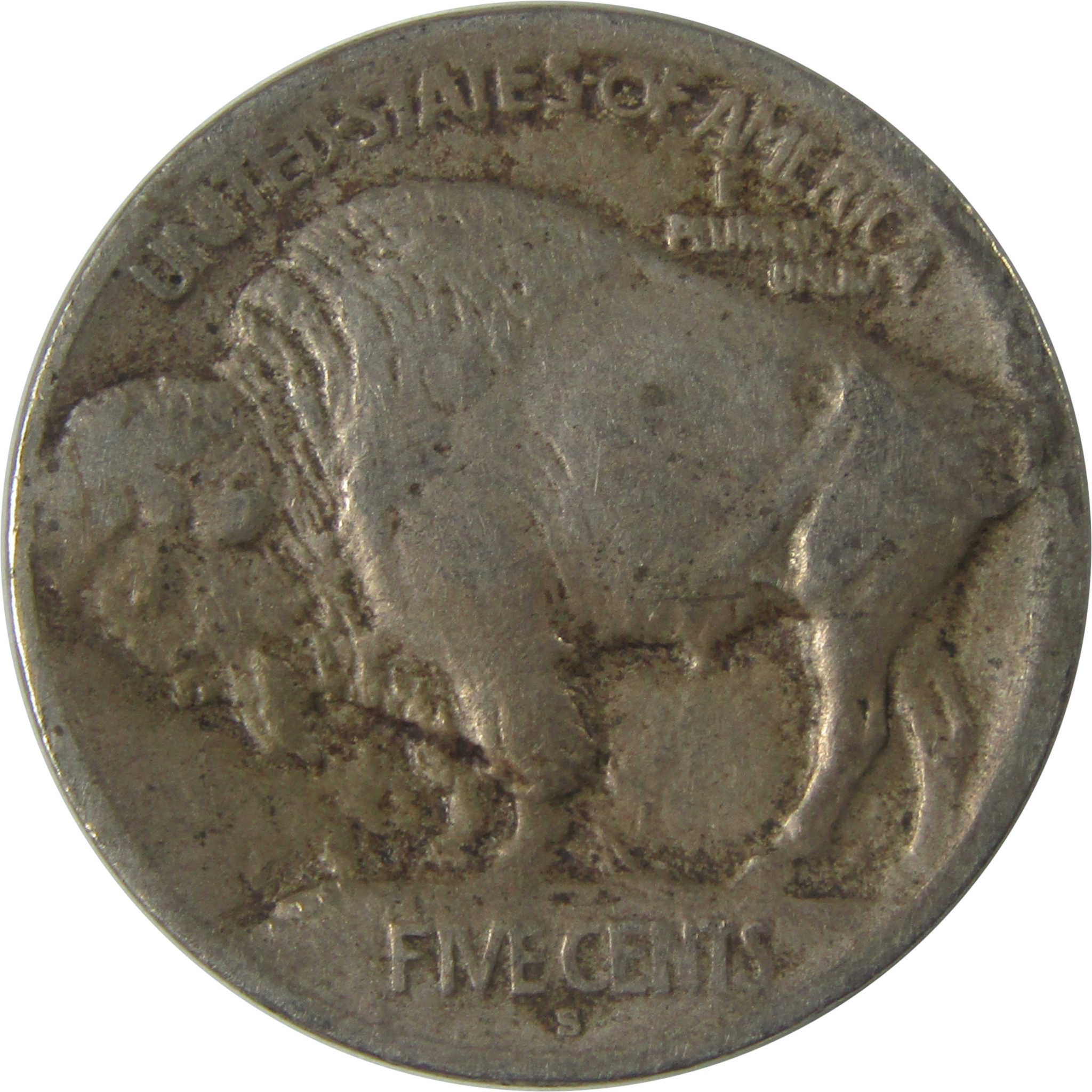 1913 S Type 1 Indian Head Buffalo Nickel F Fine 5c Coin SKU:I21025