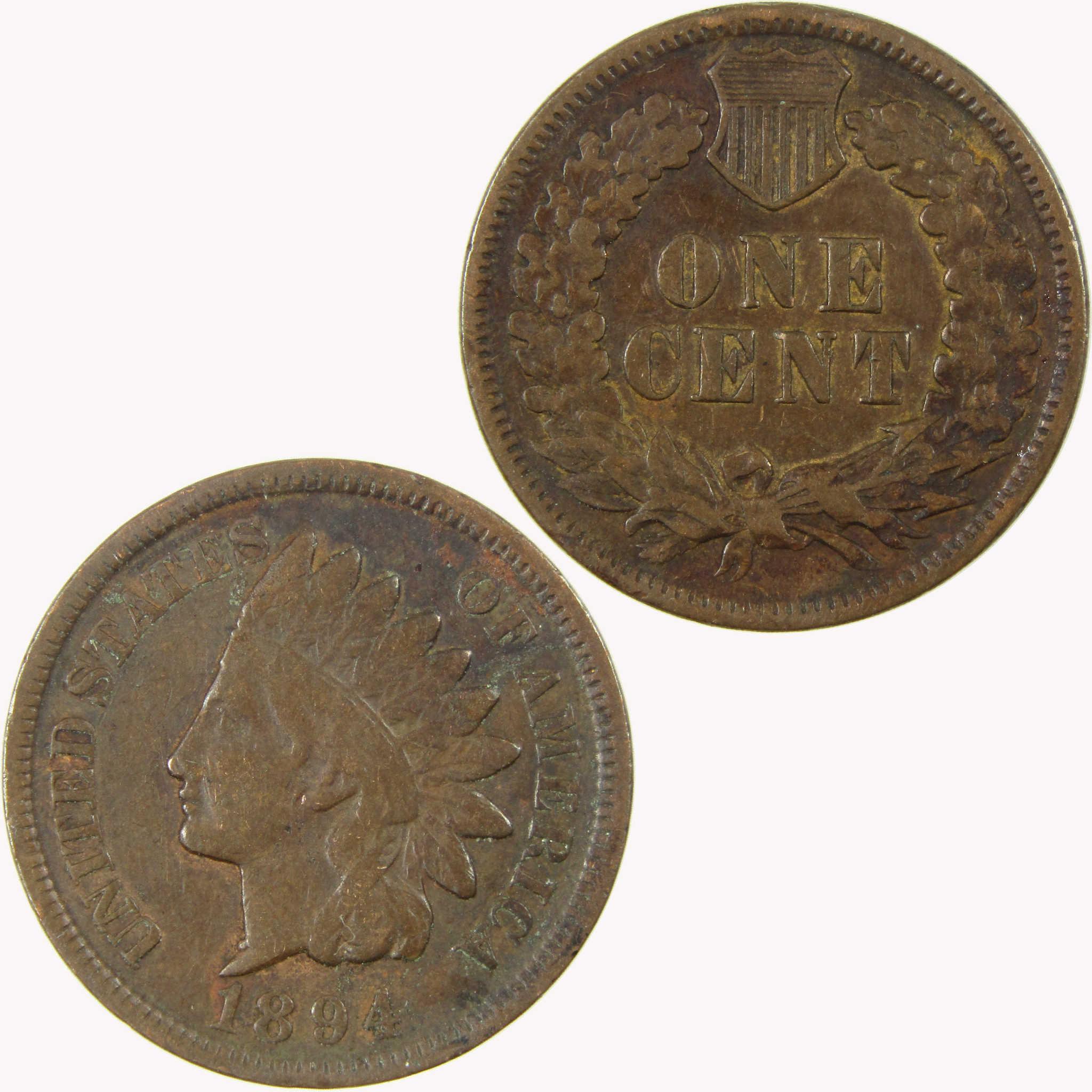 1894 Indian Head Cent F Fine Penny Collectible SKU:I26603