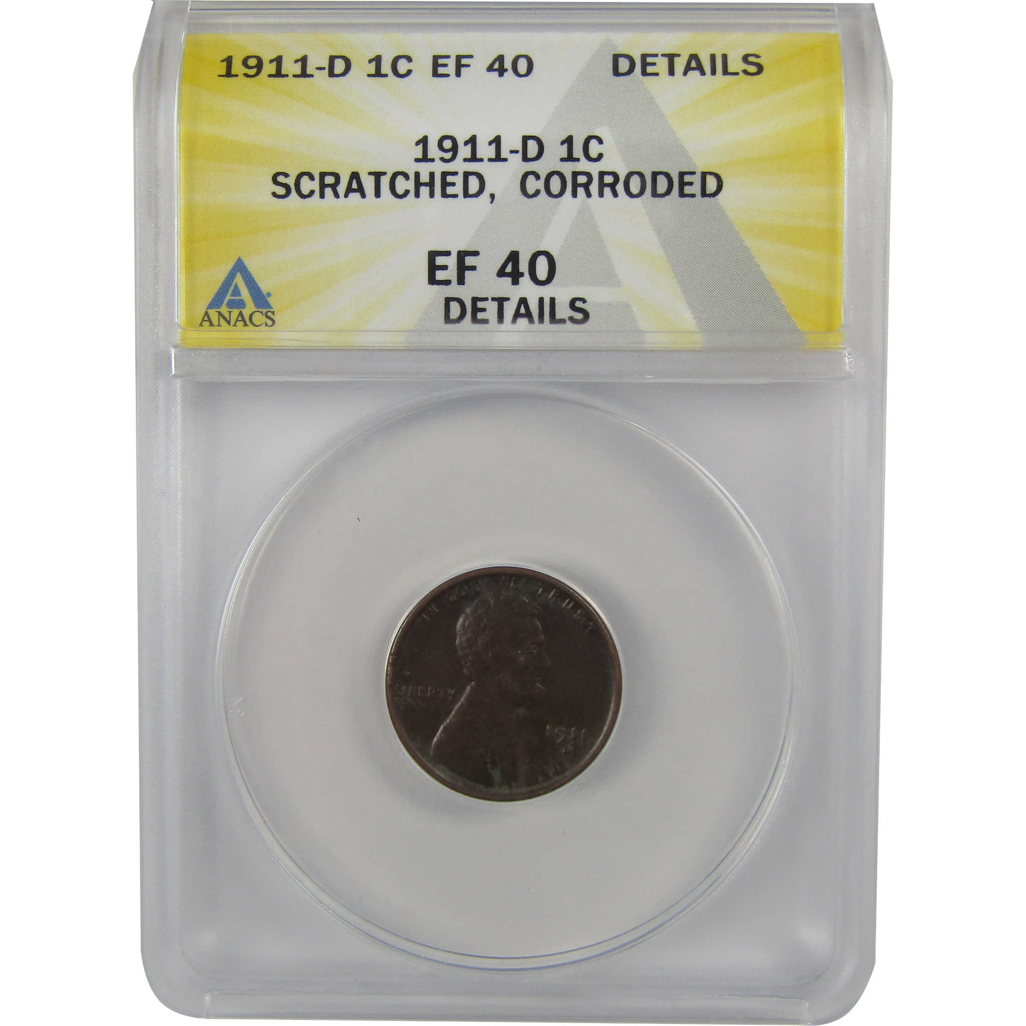 1911 D Lincoln Wheat Cent EF 40 Details ANACS Penny 1c Coin SKU:I22292