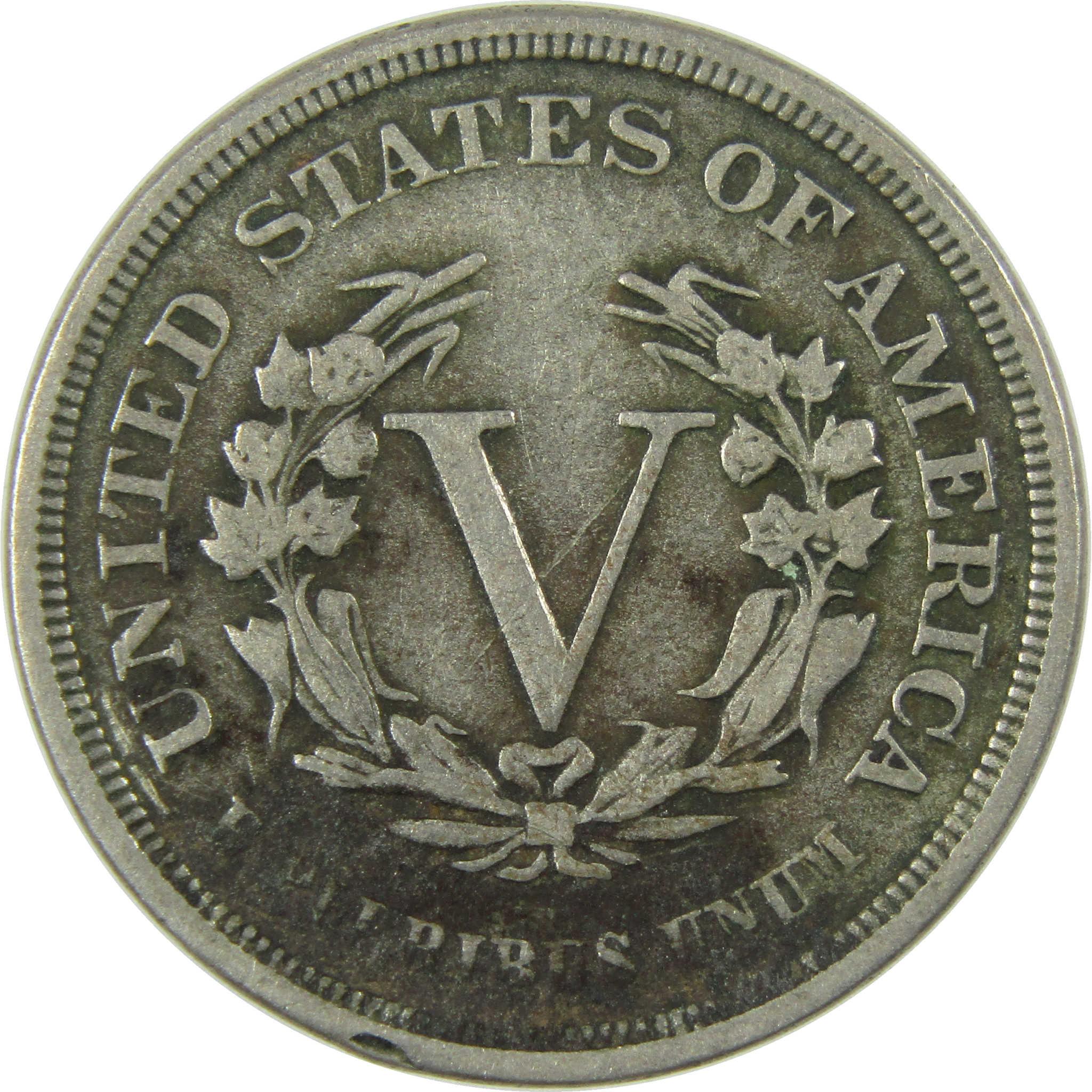 1883 No Cents Liberty Head V Nickel VF Very Fine 5c Coin SKU:I27235