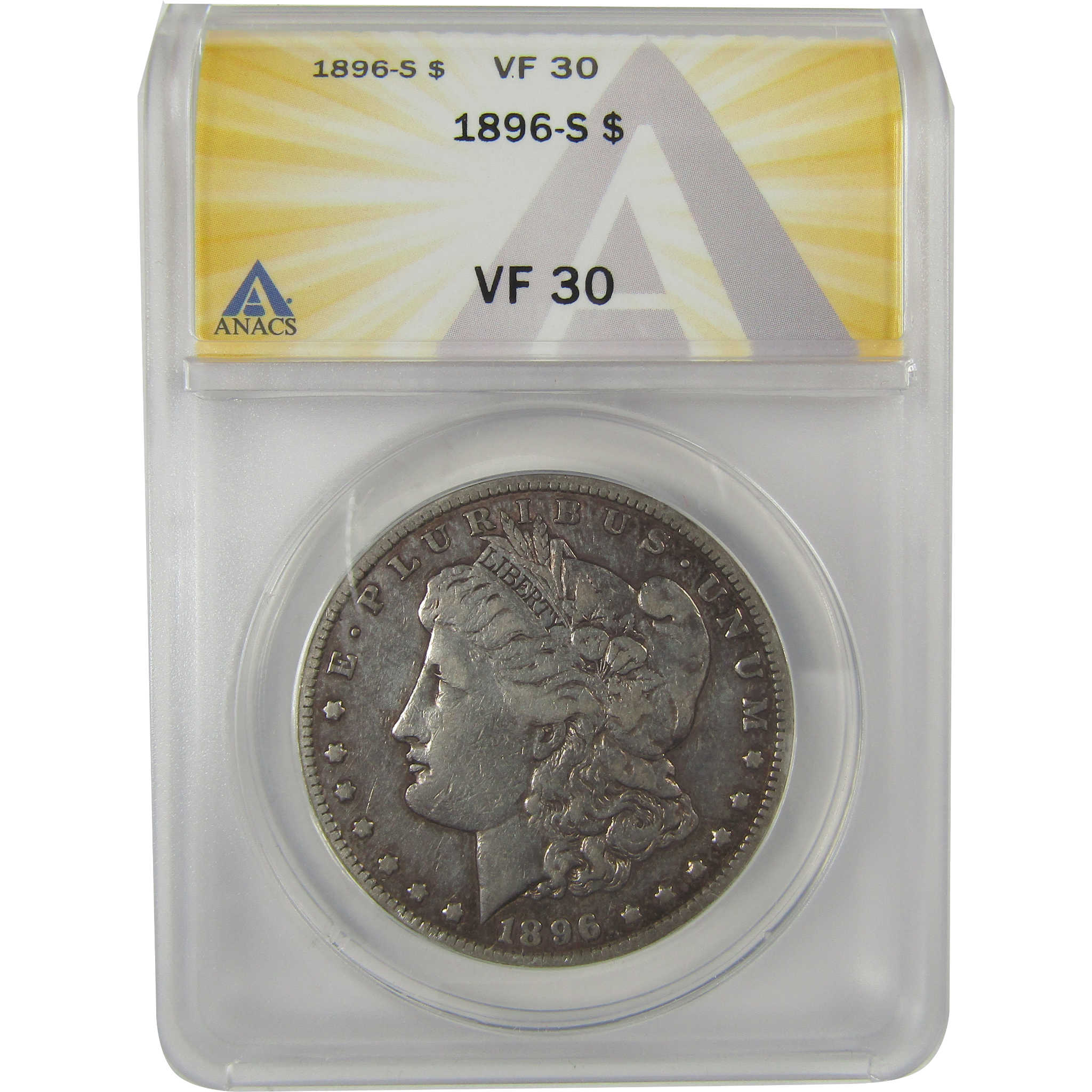 1896 S Morgan Dollar VF 30 ANACS Silver $1 Coin SKU:I20782 - Morgan coin - Morgan silver dollar - Morgan silver dollar for sale - Profile Coins & Collectibles