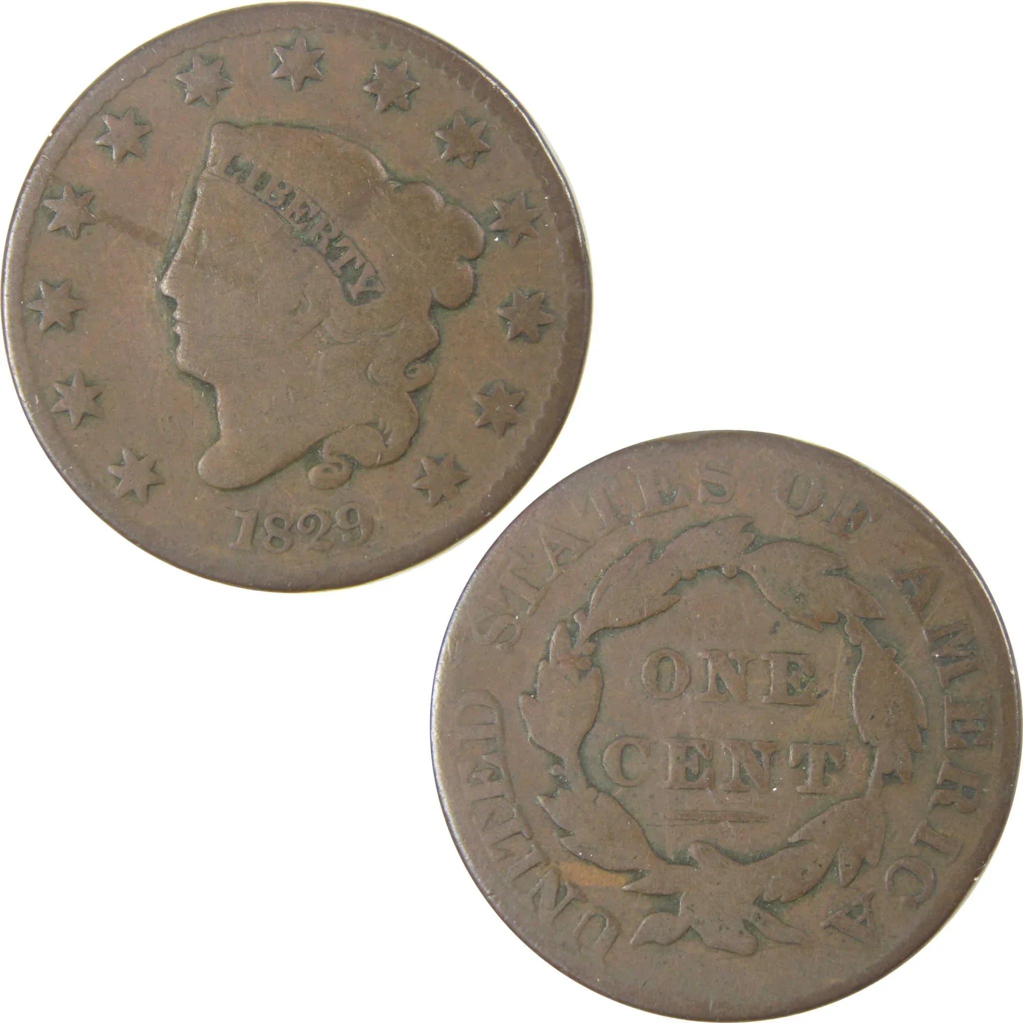1829 Large Letters Coronet Head Large Cent VG Very Good SKU:I19286