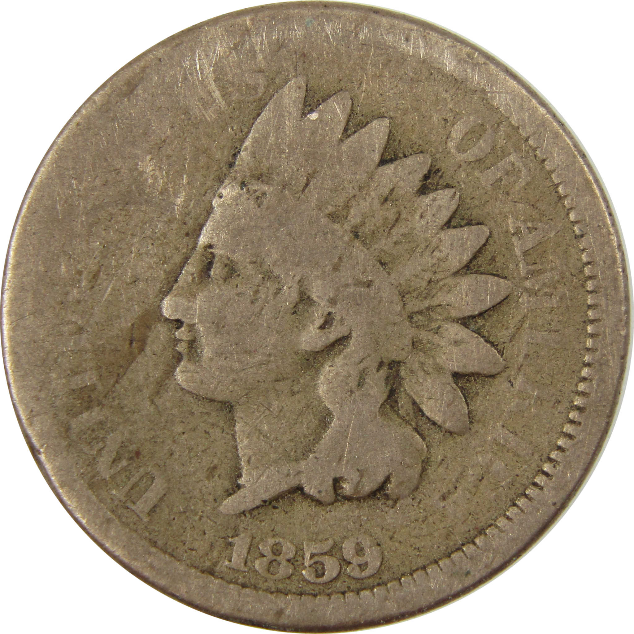 1859 Indian Head Cent AG About Good Penny 1c Coin SKU:CP1249