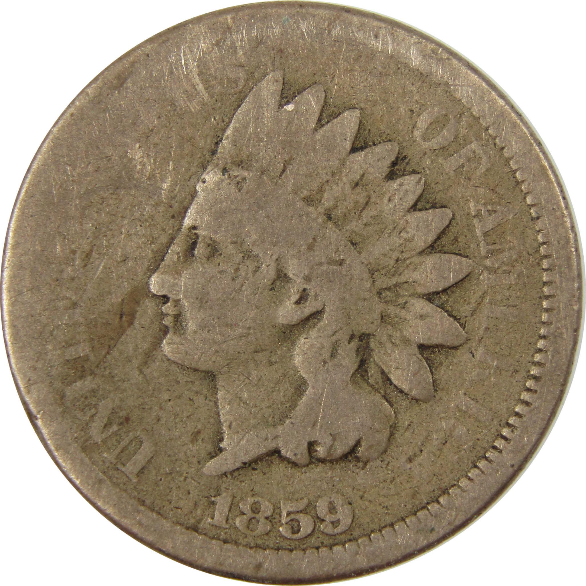 1859 Indian Head Cent AG About Good Penny 1c Coin SKU:CP1249