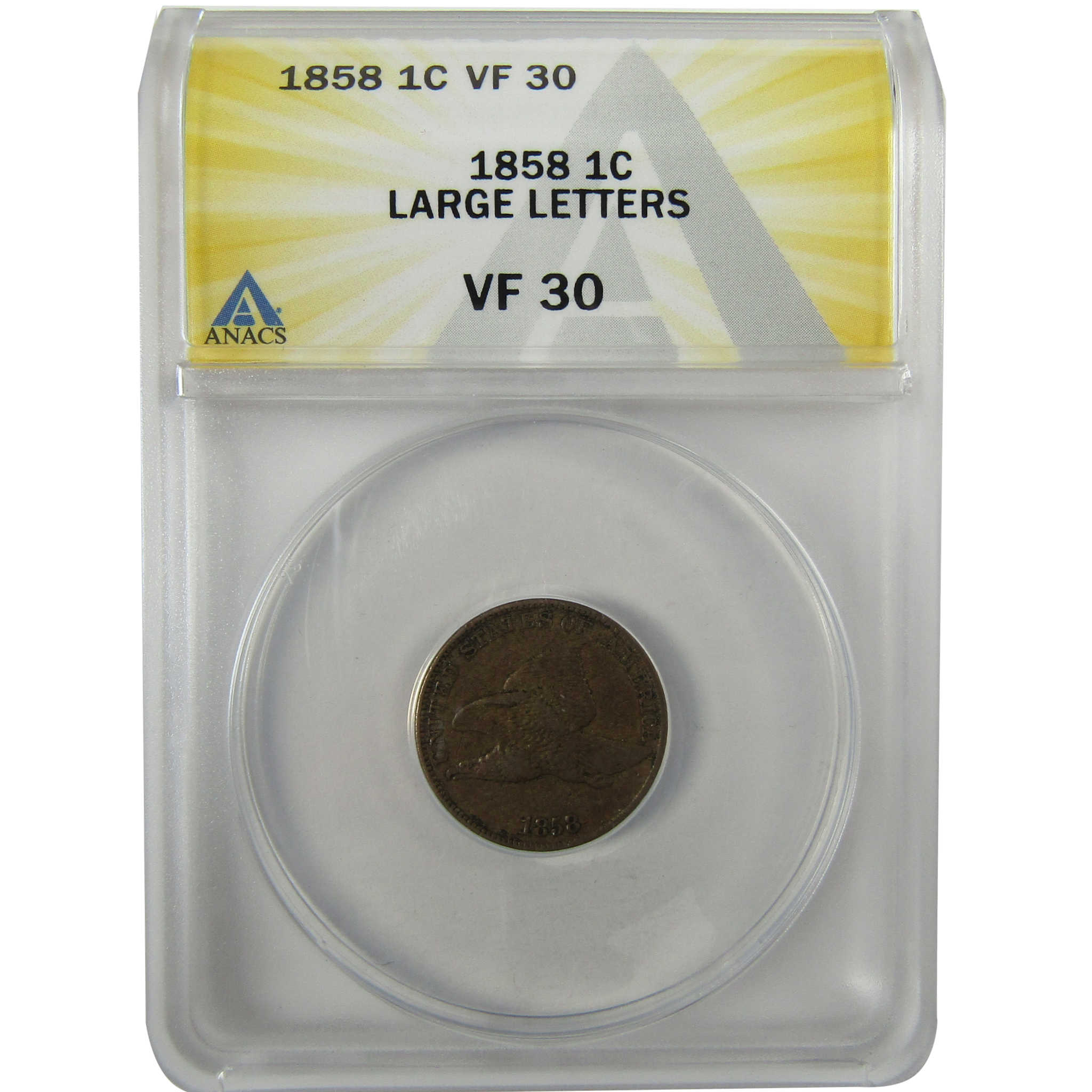 1858 Large Letters Flying Eagle Cent VF 30 ANACS Penny SKU:I27980