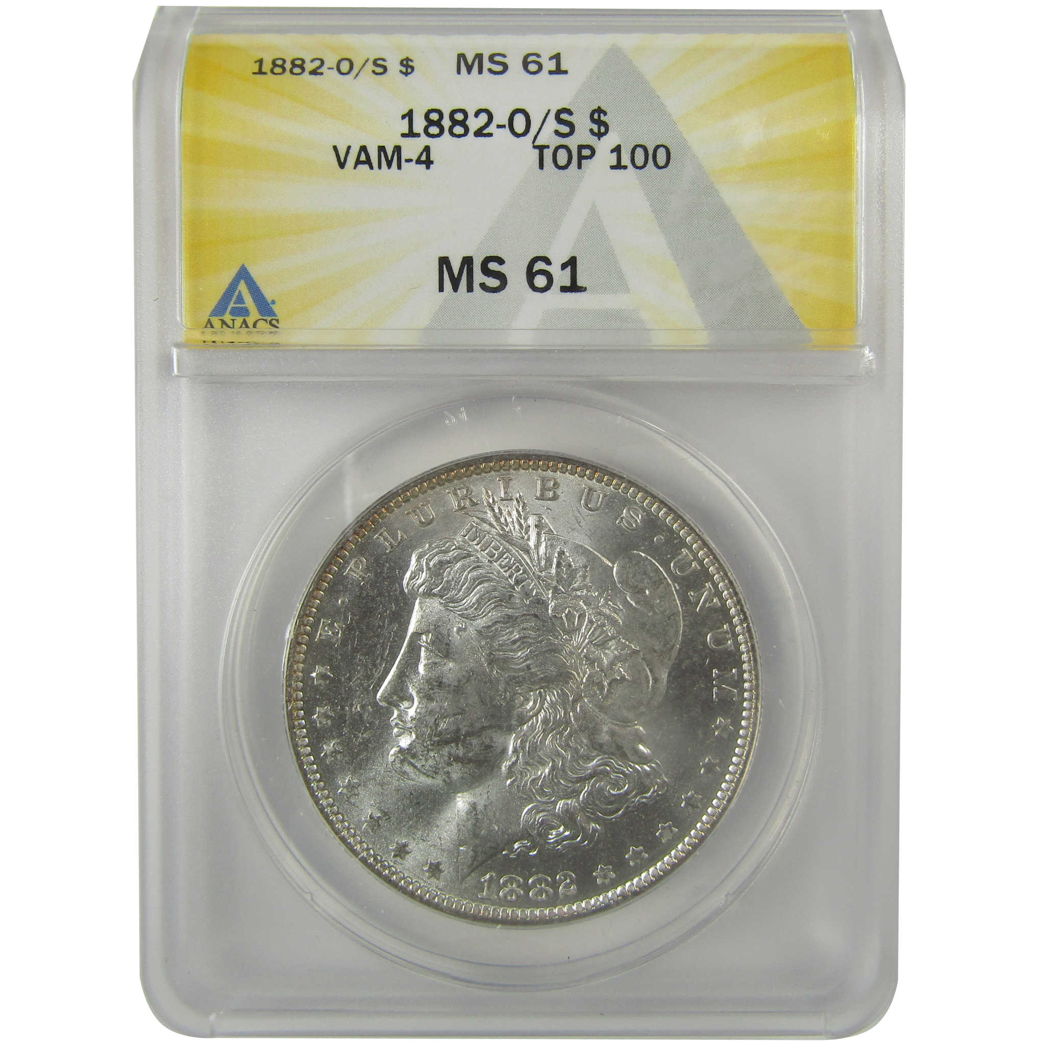 1882 O/S VAM-4 Recessed Top 100 Morgan Dollar MS 61 ANACS SKU:I21933 - Morgan coin - Morgan silver dollar - Morgan silver dollar for sale - Profile Coins & Collectibles