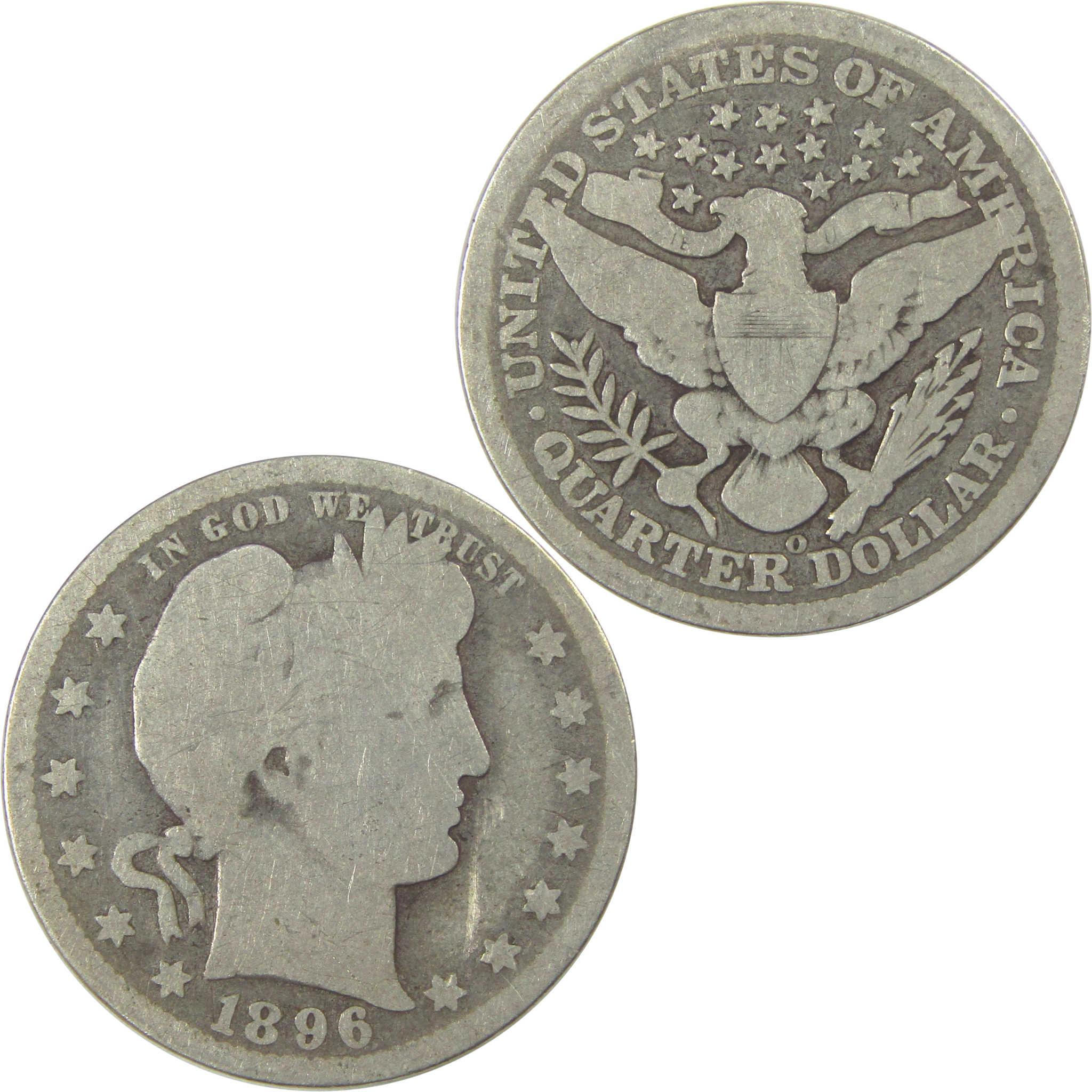 1896 O Barber Quarter G Good Silver 25c Coin SKU:I21856
