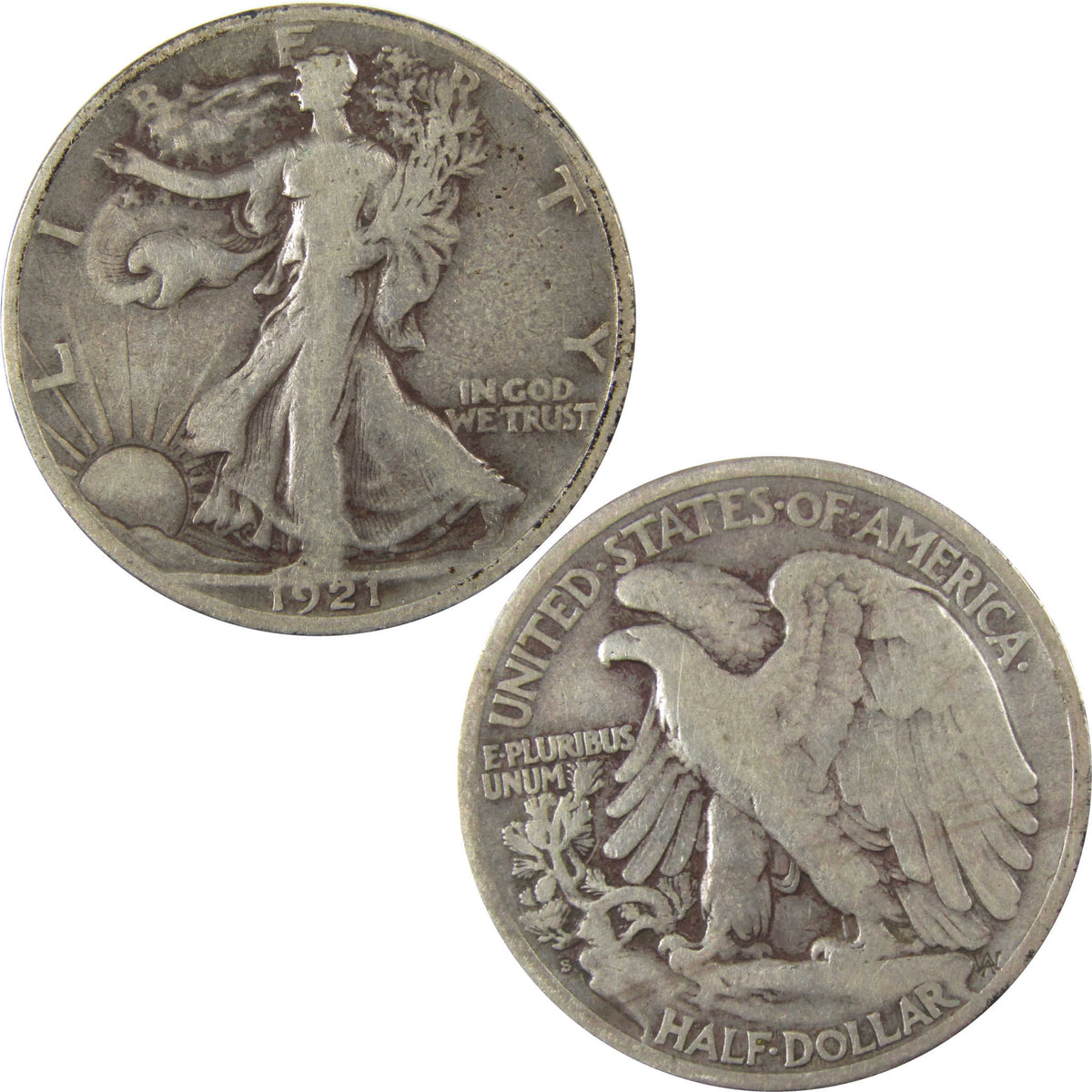 1921 S Liberty Walking Silver Half Dollar VG Very Good Coin SKU:I22777