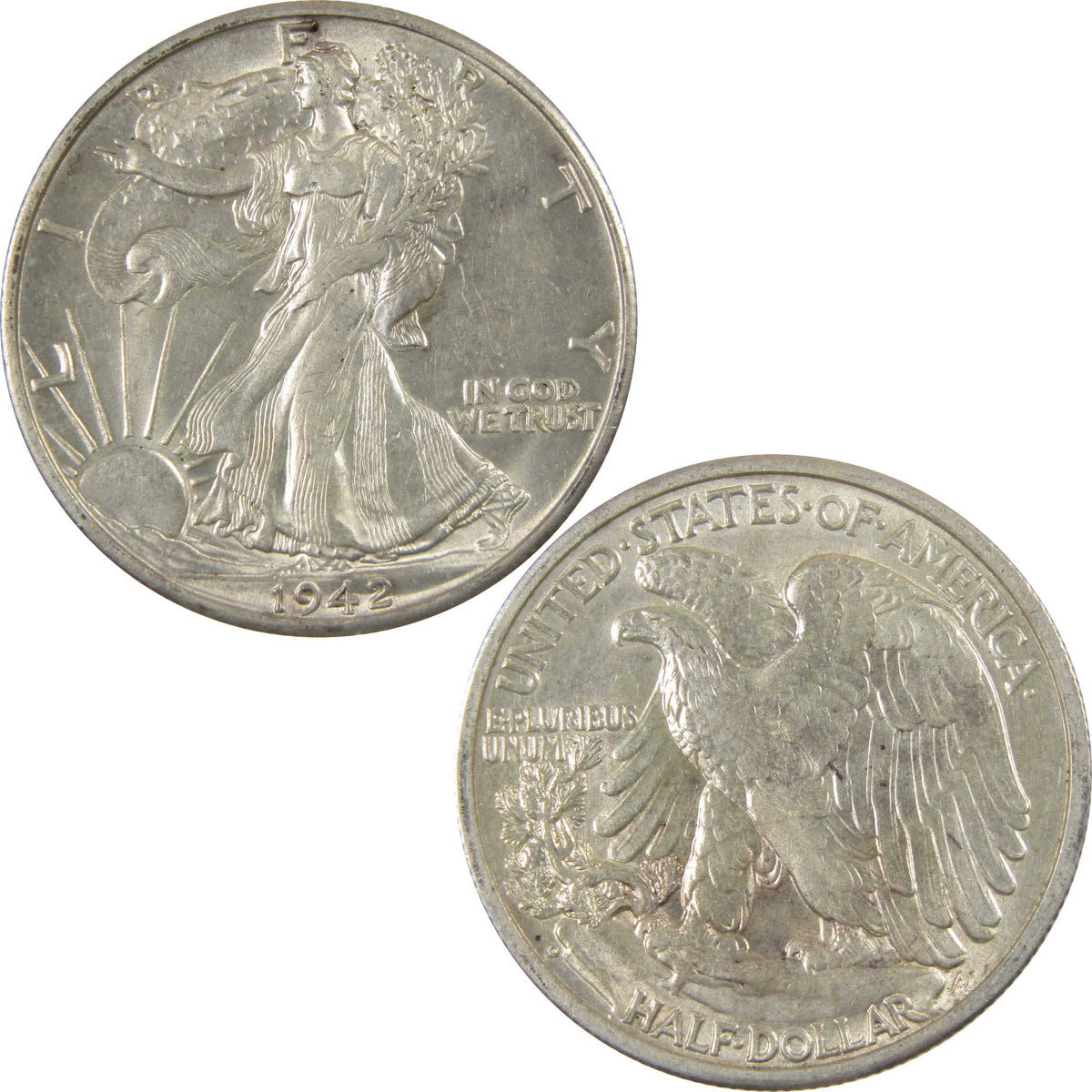 1942 D Liberty Walking Silver 50c Borderline Uncirculated SKU:I28682
