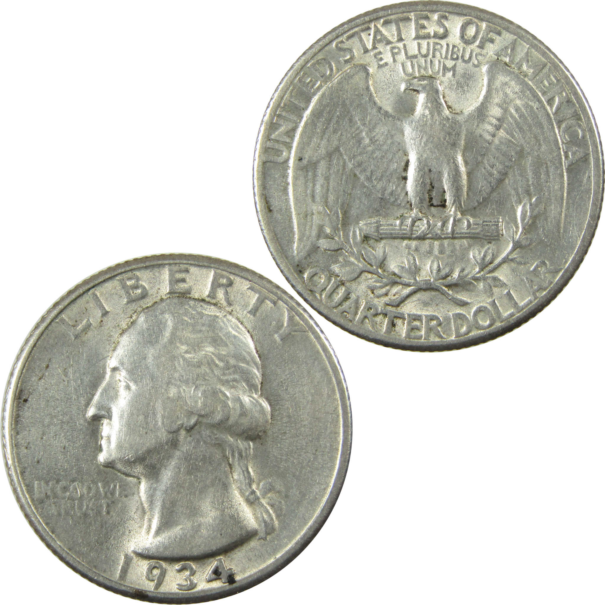 1934 Light Motto Washington Silver Quarter AU SKU:I26727