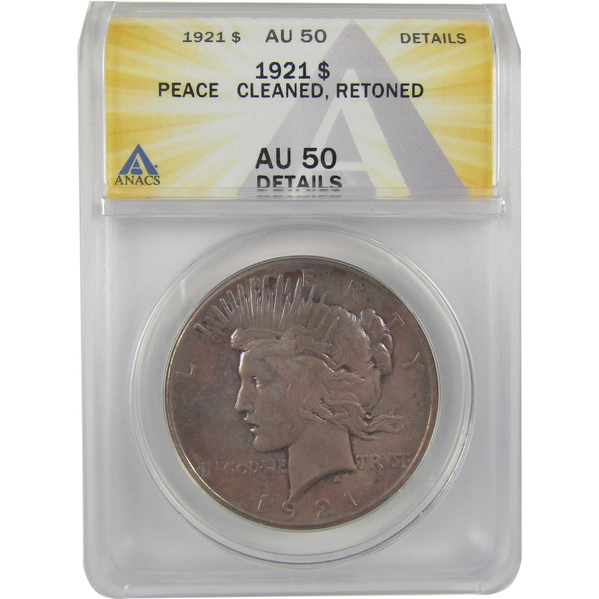 1921 High Relief Peace Dollar AU 50 Details ANACS Silver SKU:I21400